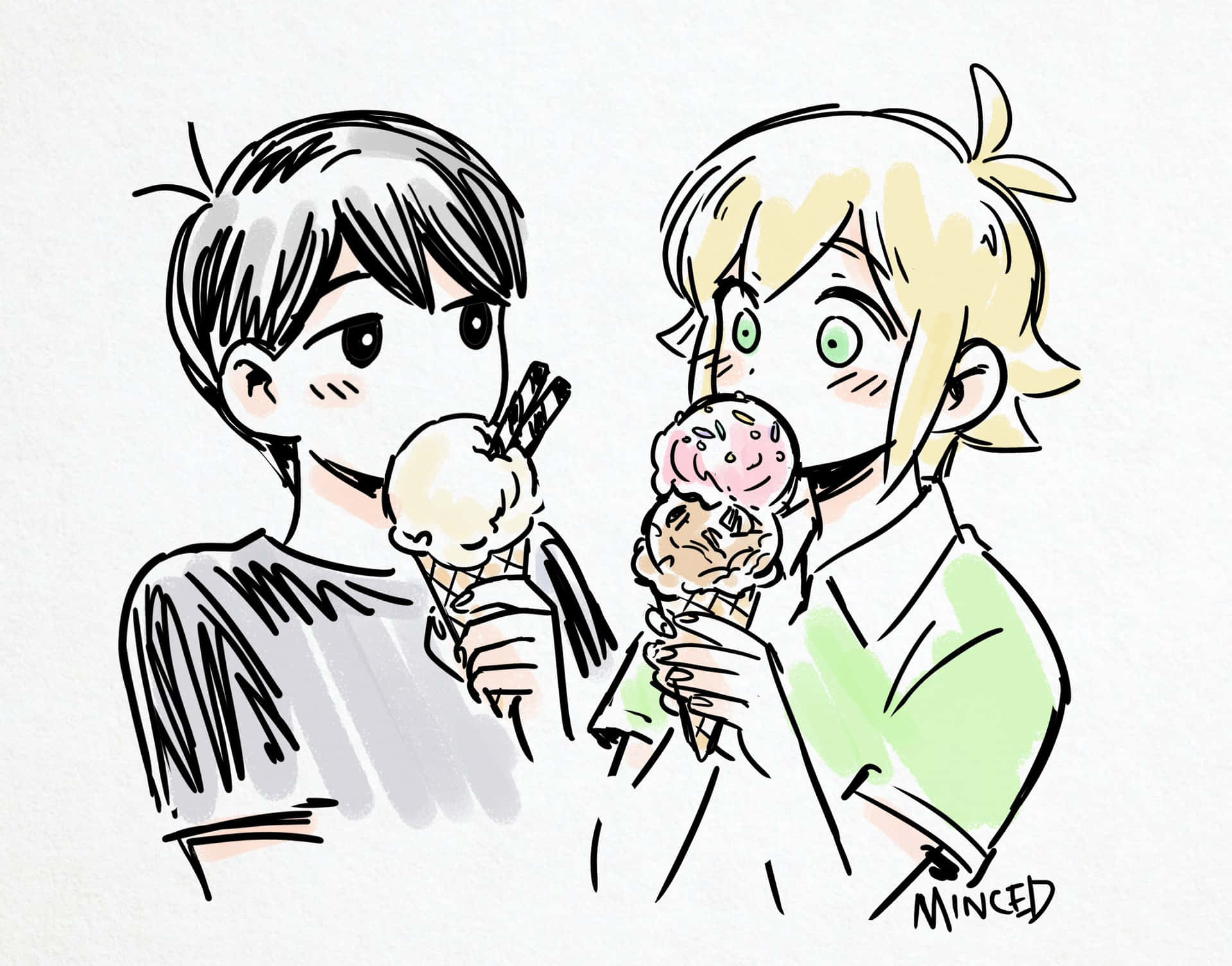 Two People Eating Ice Cream Cones