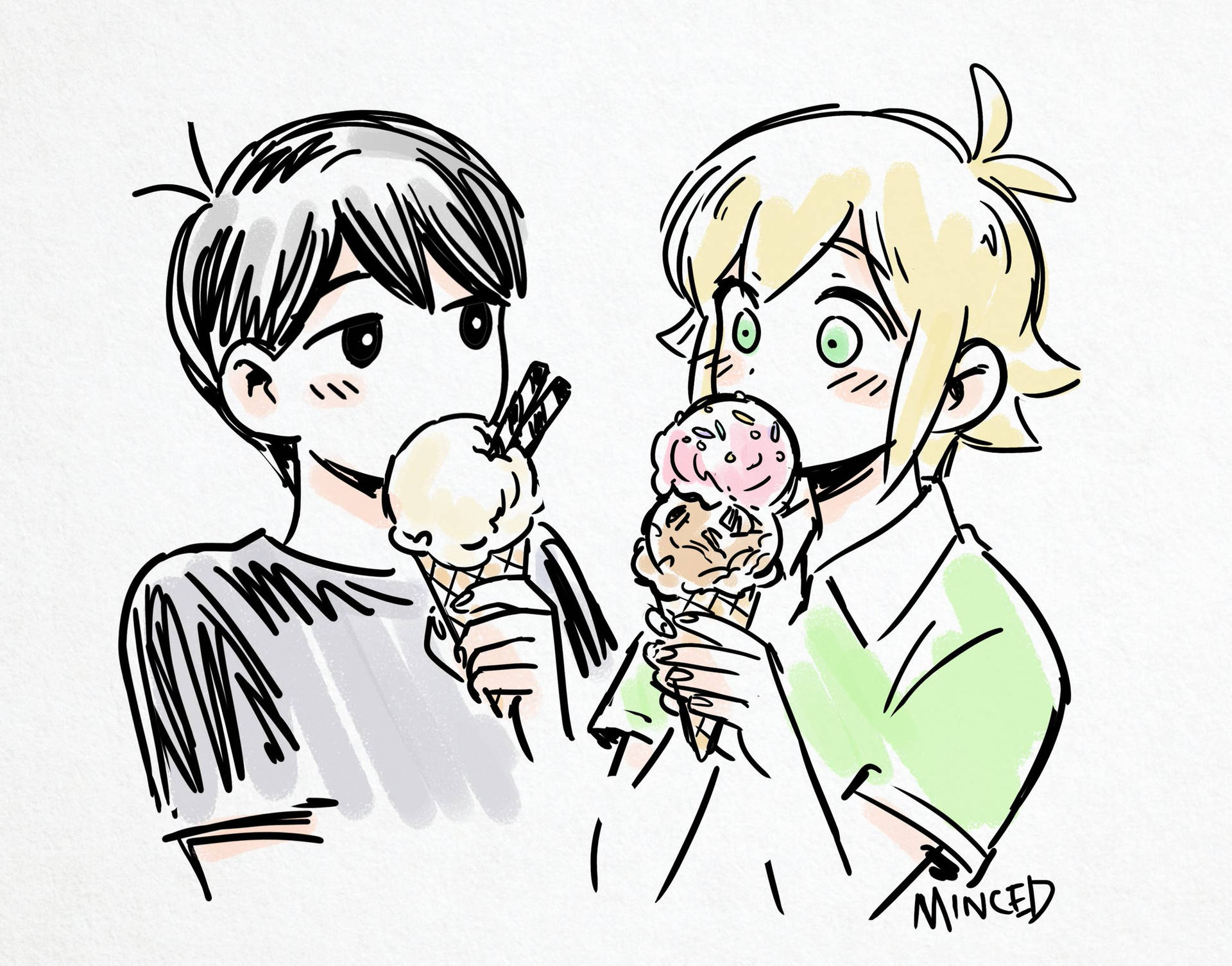 Omori Eating Ice Cream Together