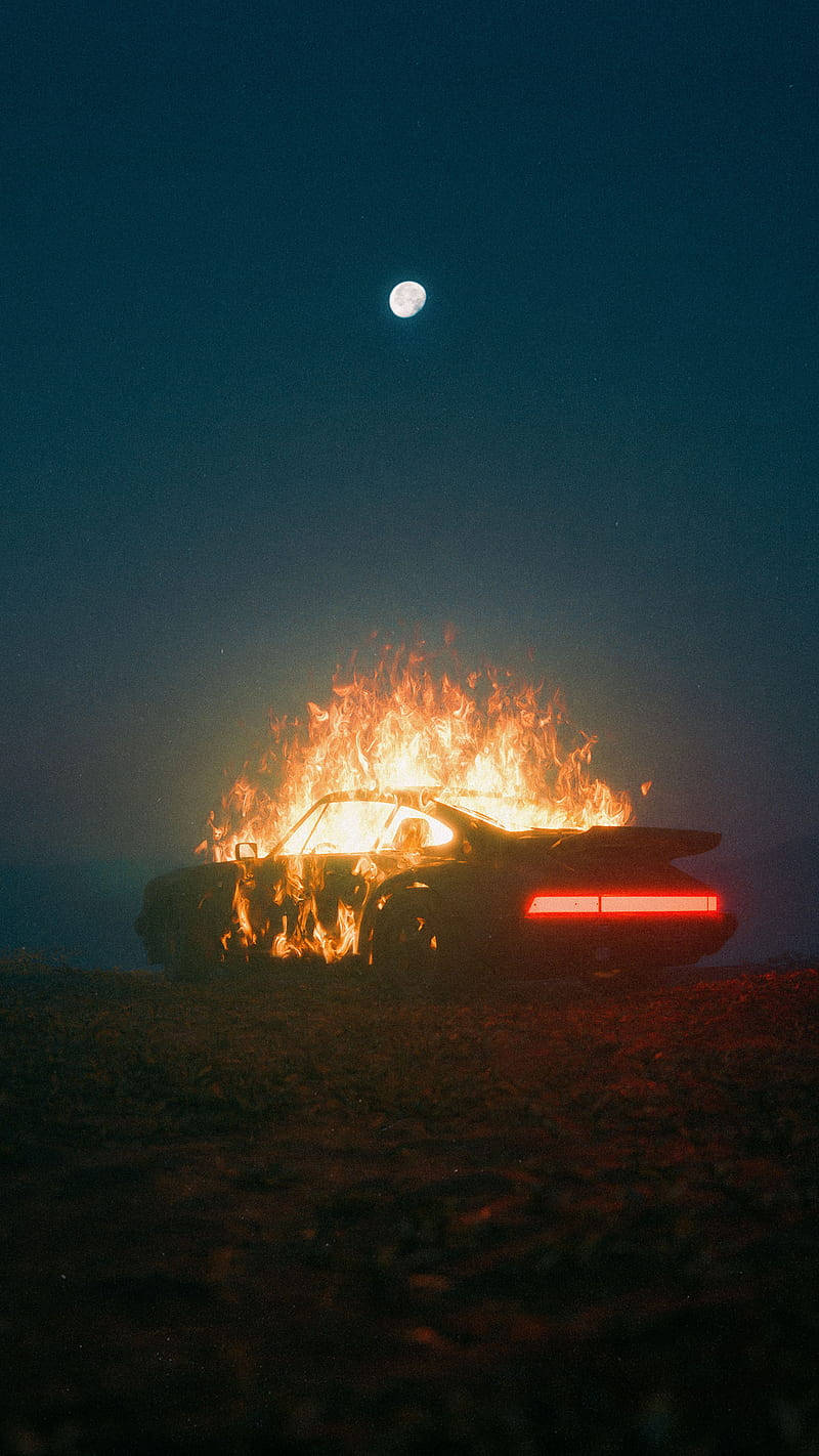 On Fire Porsche Car