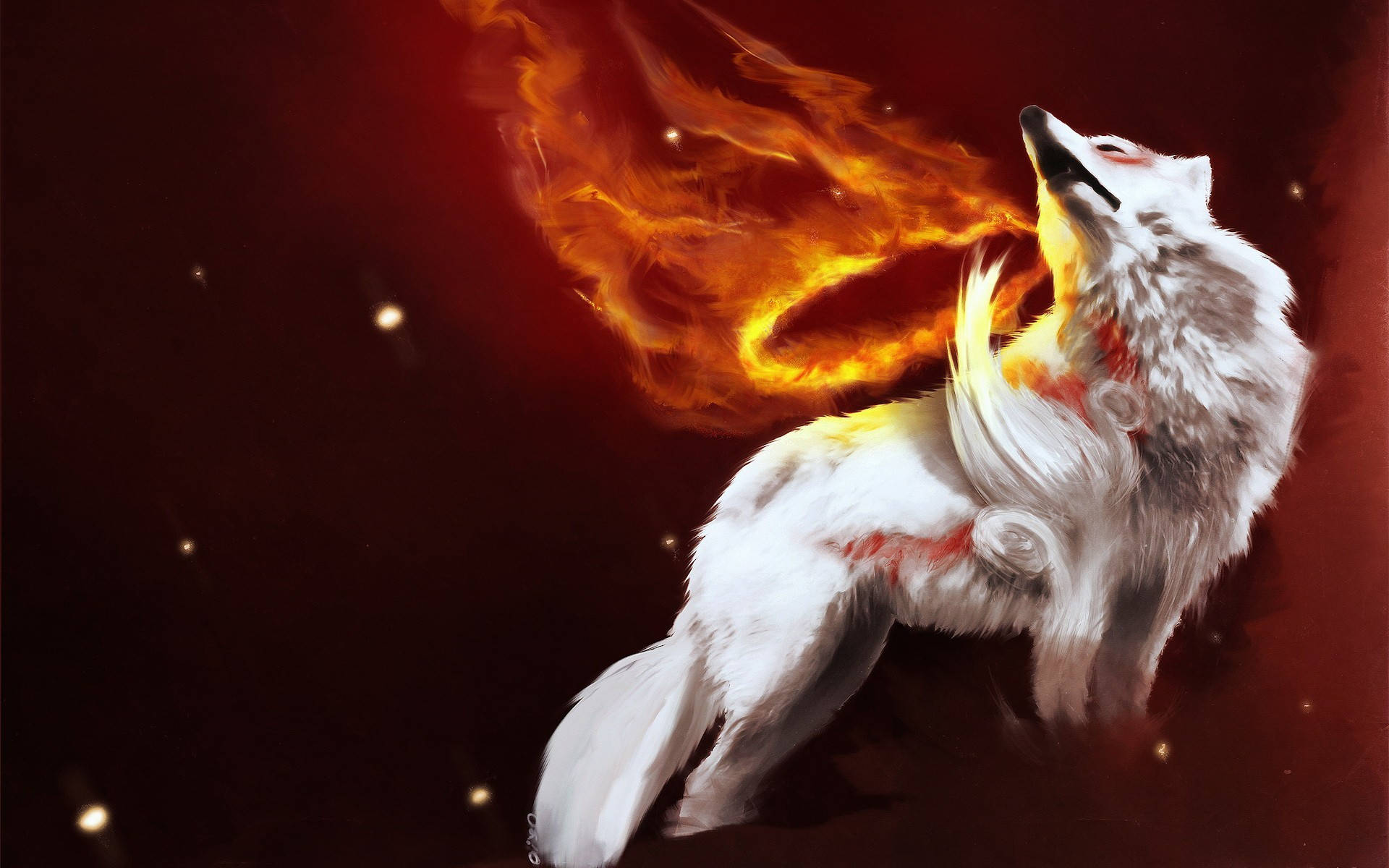 On Fire White Wolf