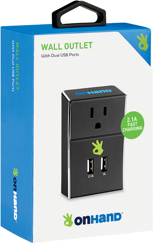 On Hand Wall Outletwith Dual U S B Ports Packaging PNG