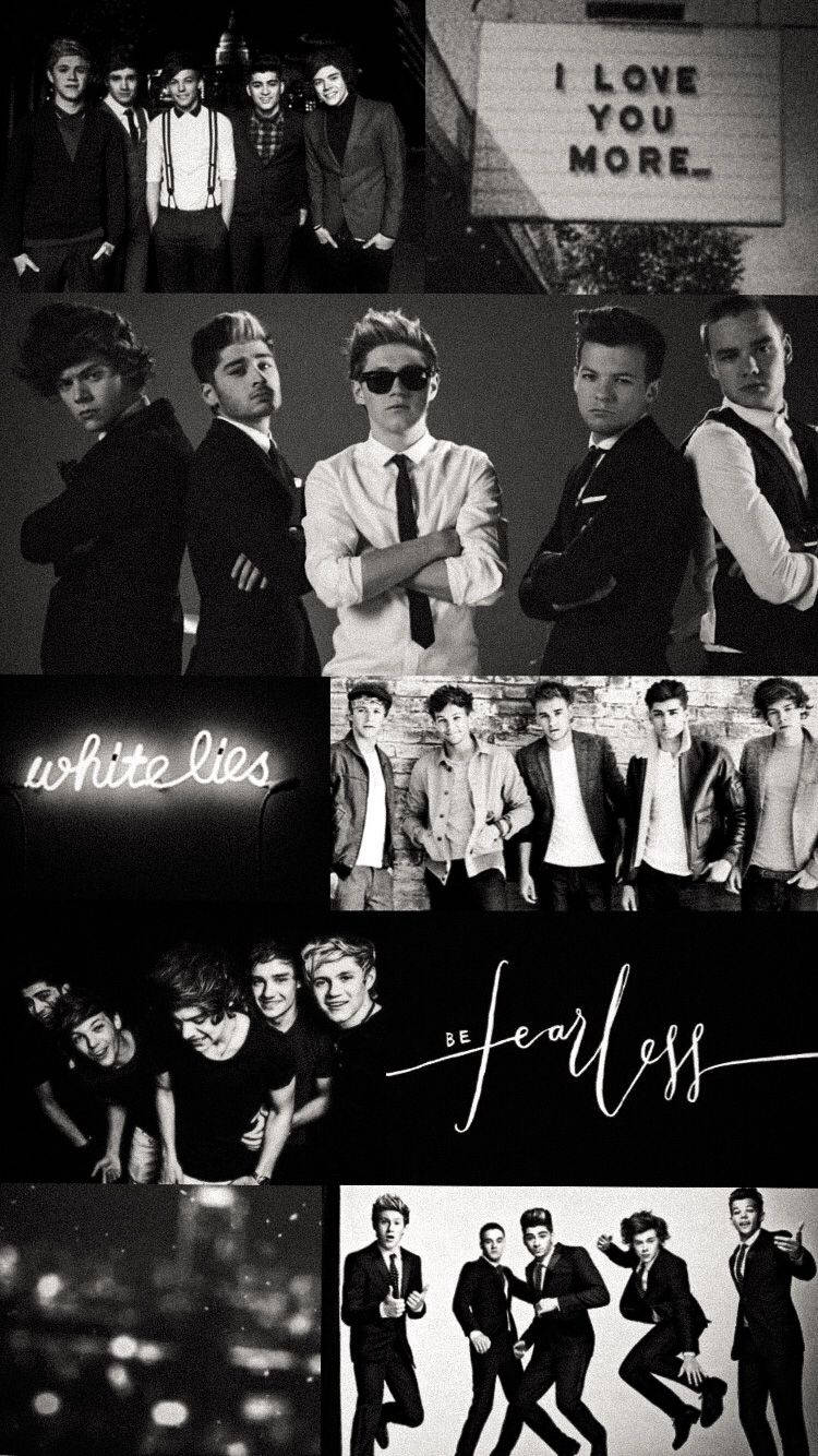 One Direction Aesthetic Grayscale Collage Wallpaper