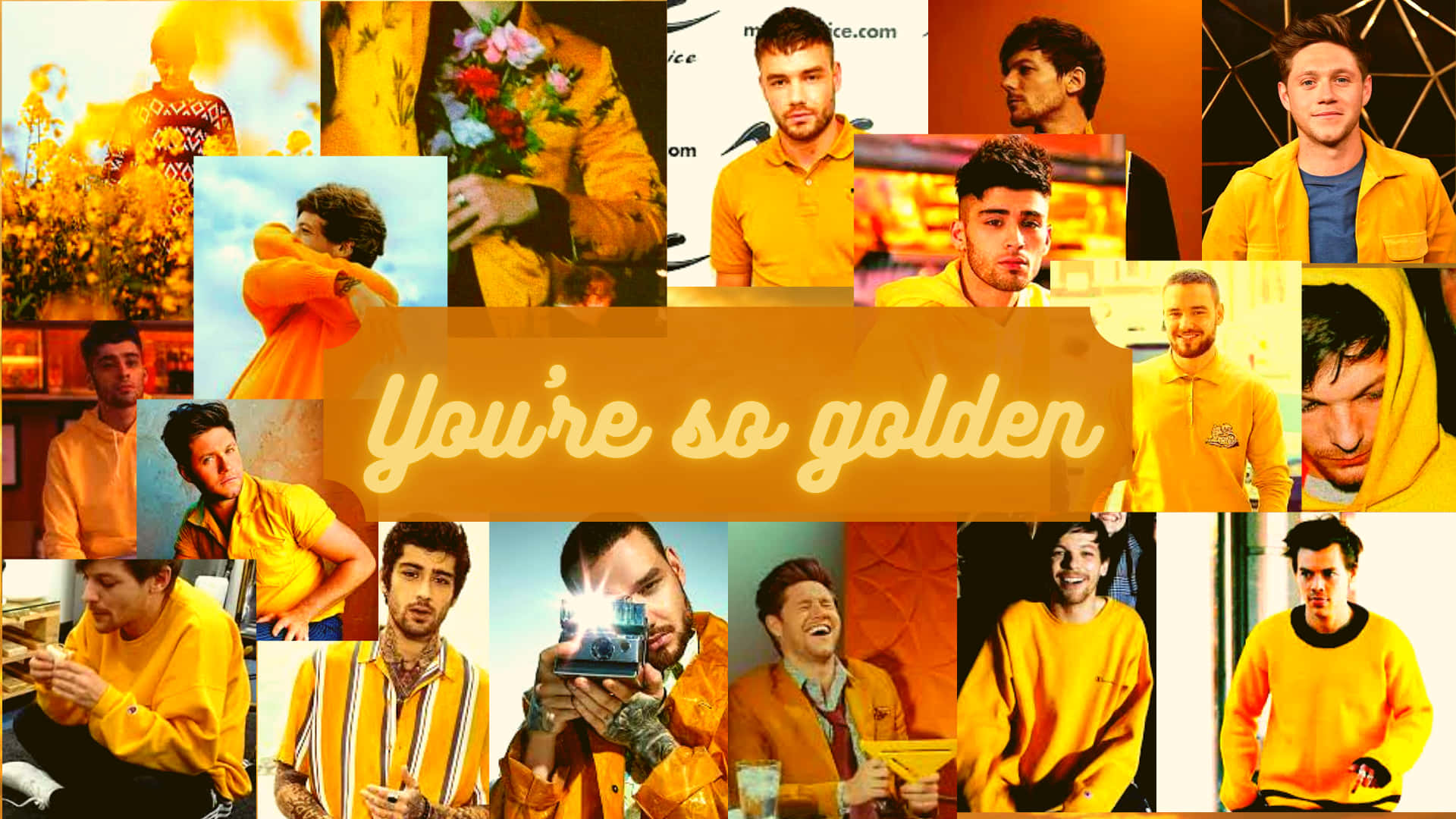 Collagede One Direction Amarillo Para La Computadora Portátil. Fondo de pantalla