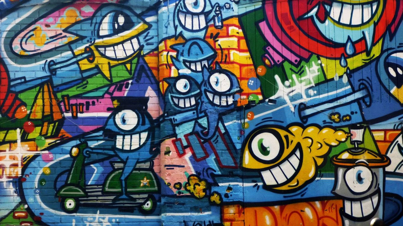One-eyed Creatures Graffiti Laptop Wallpaper