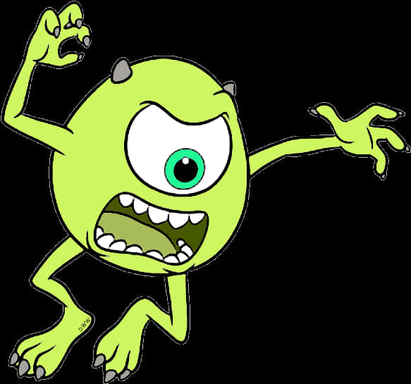 One Eyed Green Monster Cartoon PNG