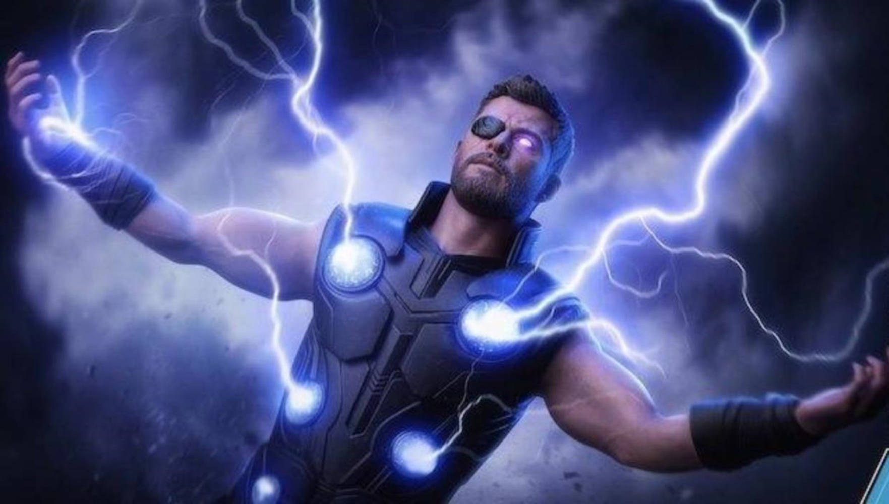 One Eyed Marvel Hero Thor Stormbreaker Background