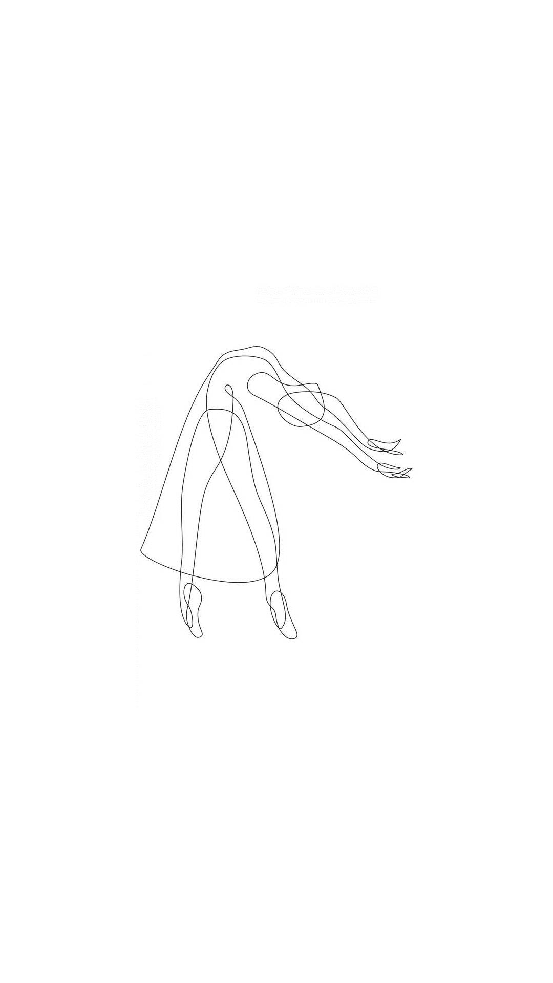 Desenhode Uma Bailarina Em Uma Única Linha. Papel de Parede