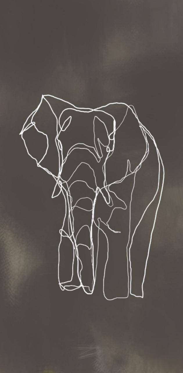 Desenhode Elefante Em Linha Única. Papel de Parede