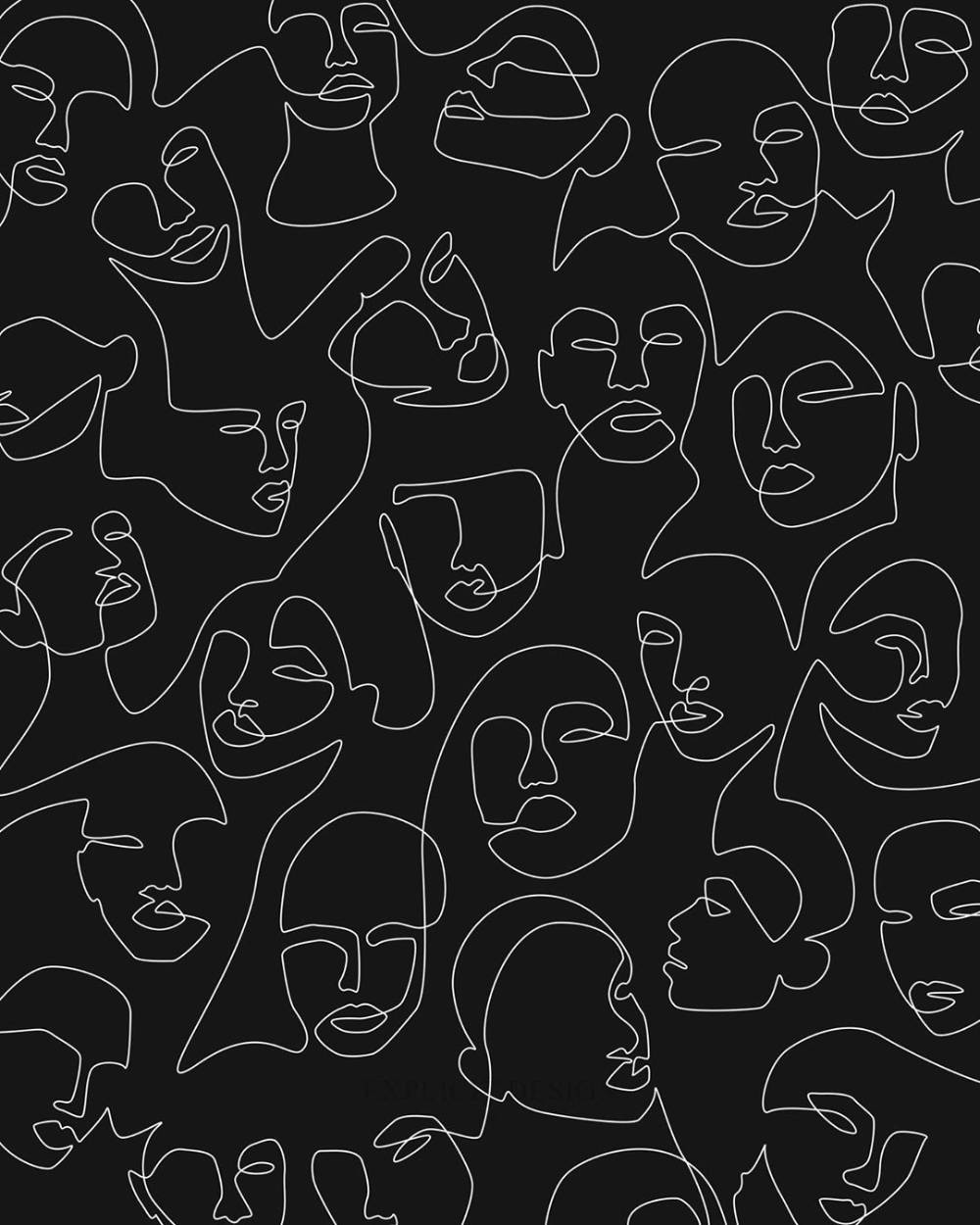 One Line Drawing Many Faces Wallpaper