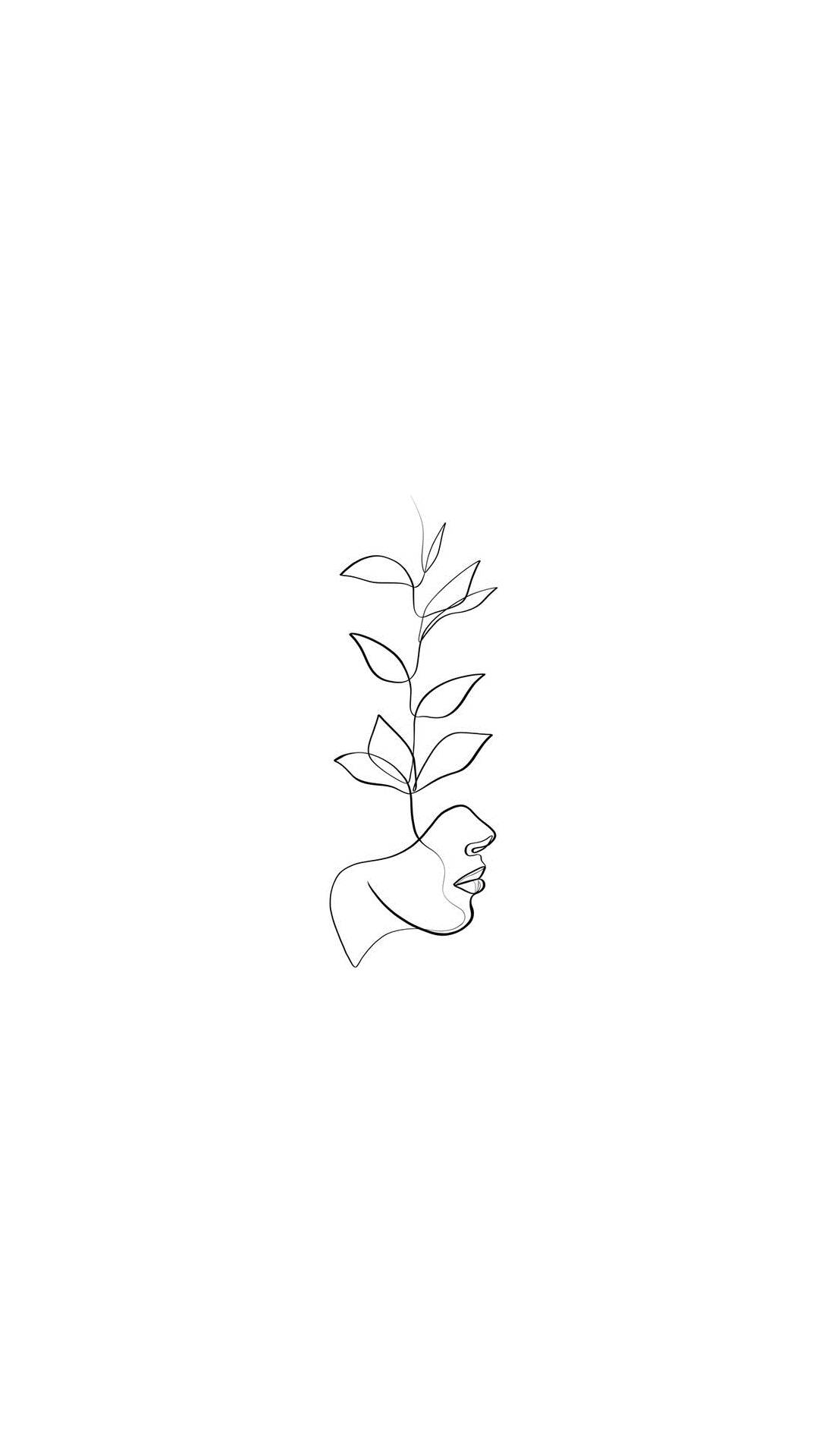 One Line Drawing Plant Woman Wallpaper