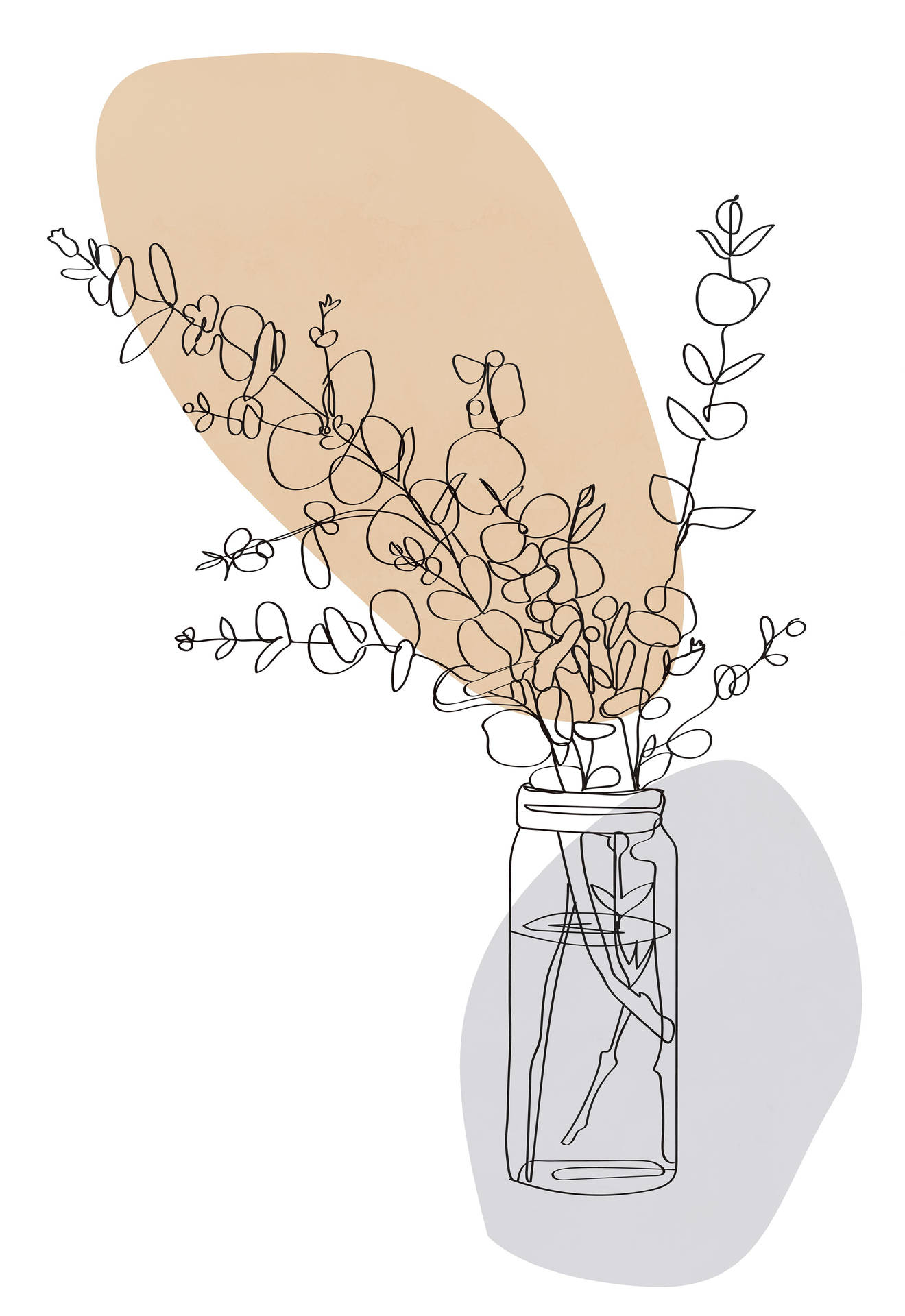 Dibujode Una Línea De Plantas En Un Tarro. Fondo de pantalla