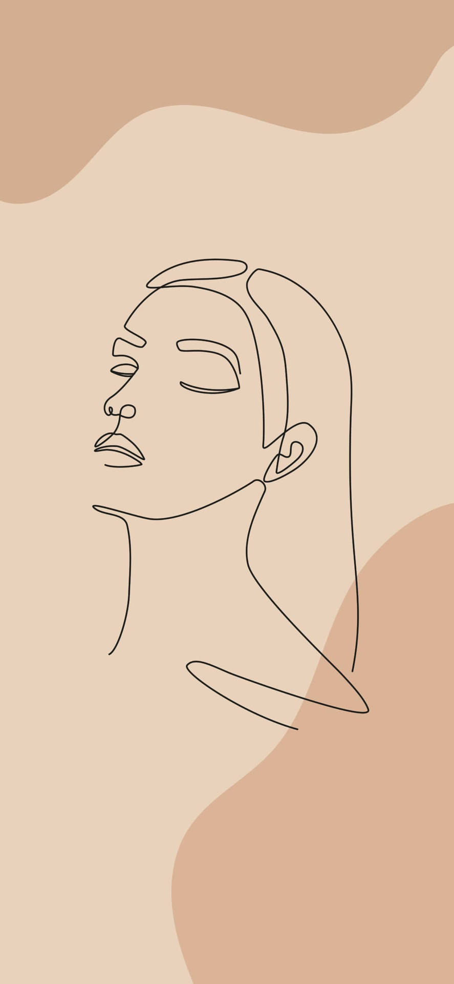 One Line Drawing Relaxed Woman Wallpaper