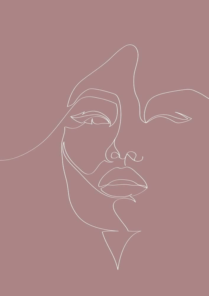 One Line Drawing Winking Woman Wallpaper