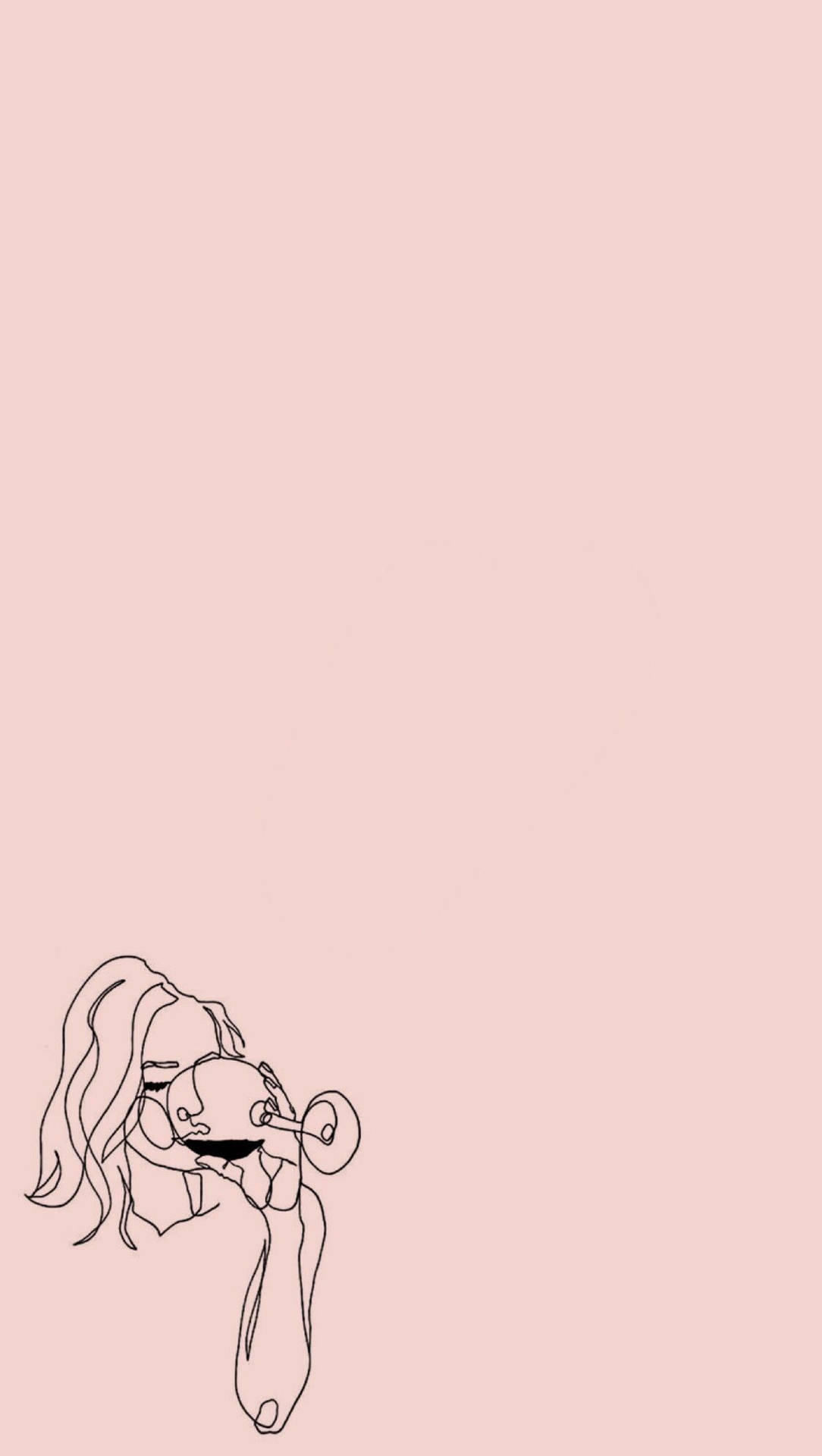 One Line Drawing Woman Drinking Wine Wallpaper