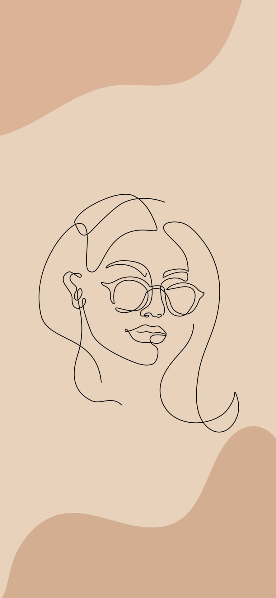 Desenhode Uma Mulher De Óculos De Sol Em Uma Linha. Papel de Parede