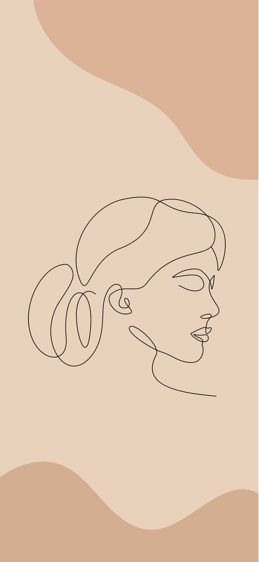 Dibujoa Línea De Una Mujer Con Cola De Caballo. Fondo de pantalla