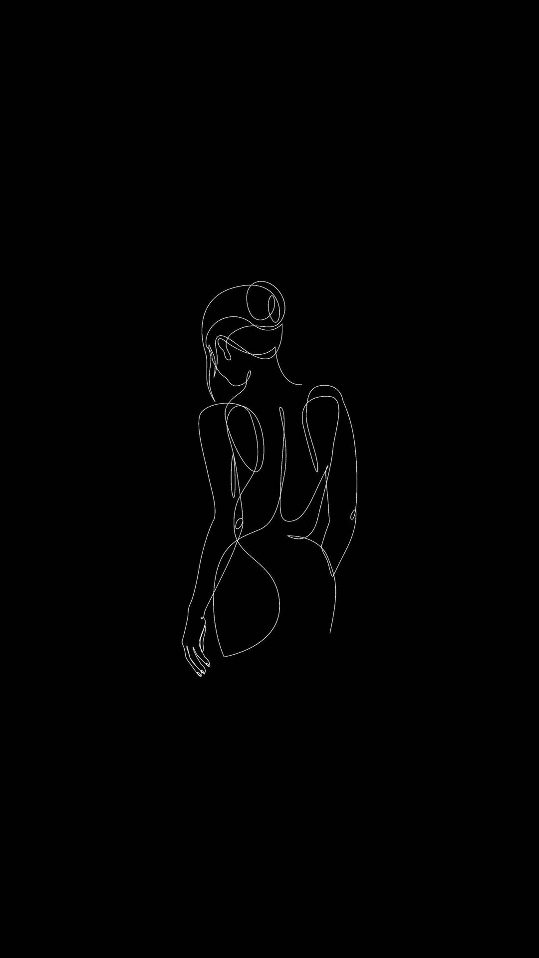 One Line Drawing Woman’s Back Wallpaper
