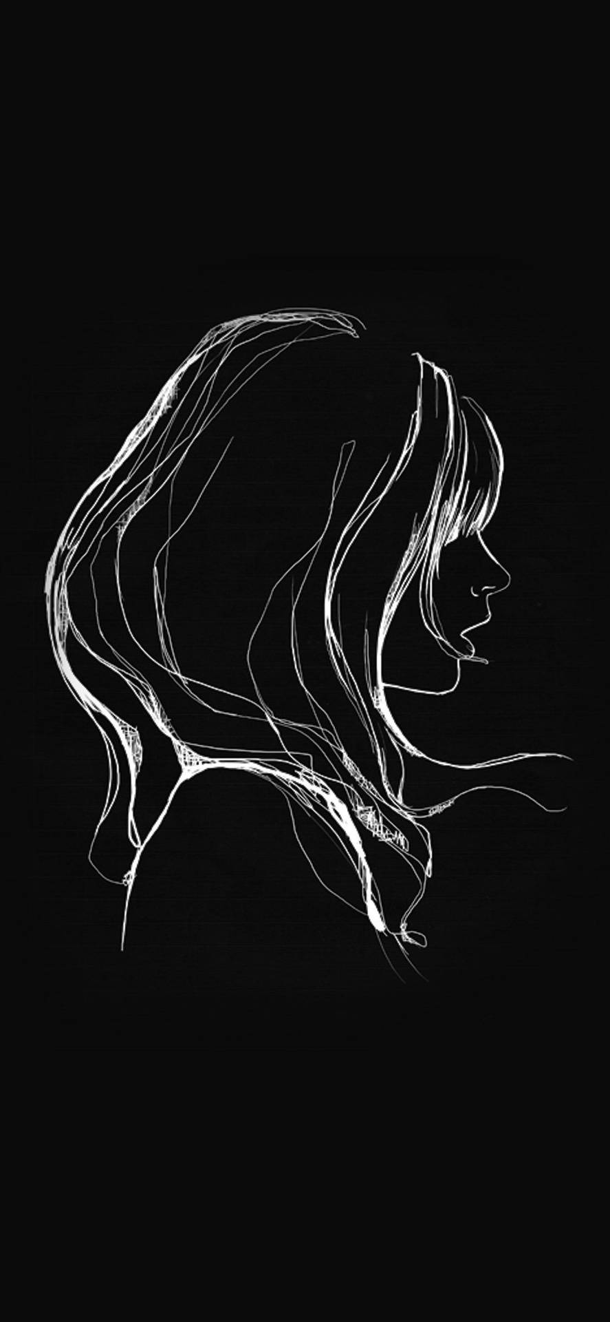 Dibujode Una Mujer En Perfil En Una Sola Línea Fondo de pantalla