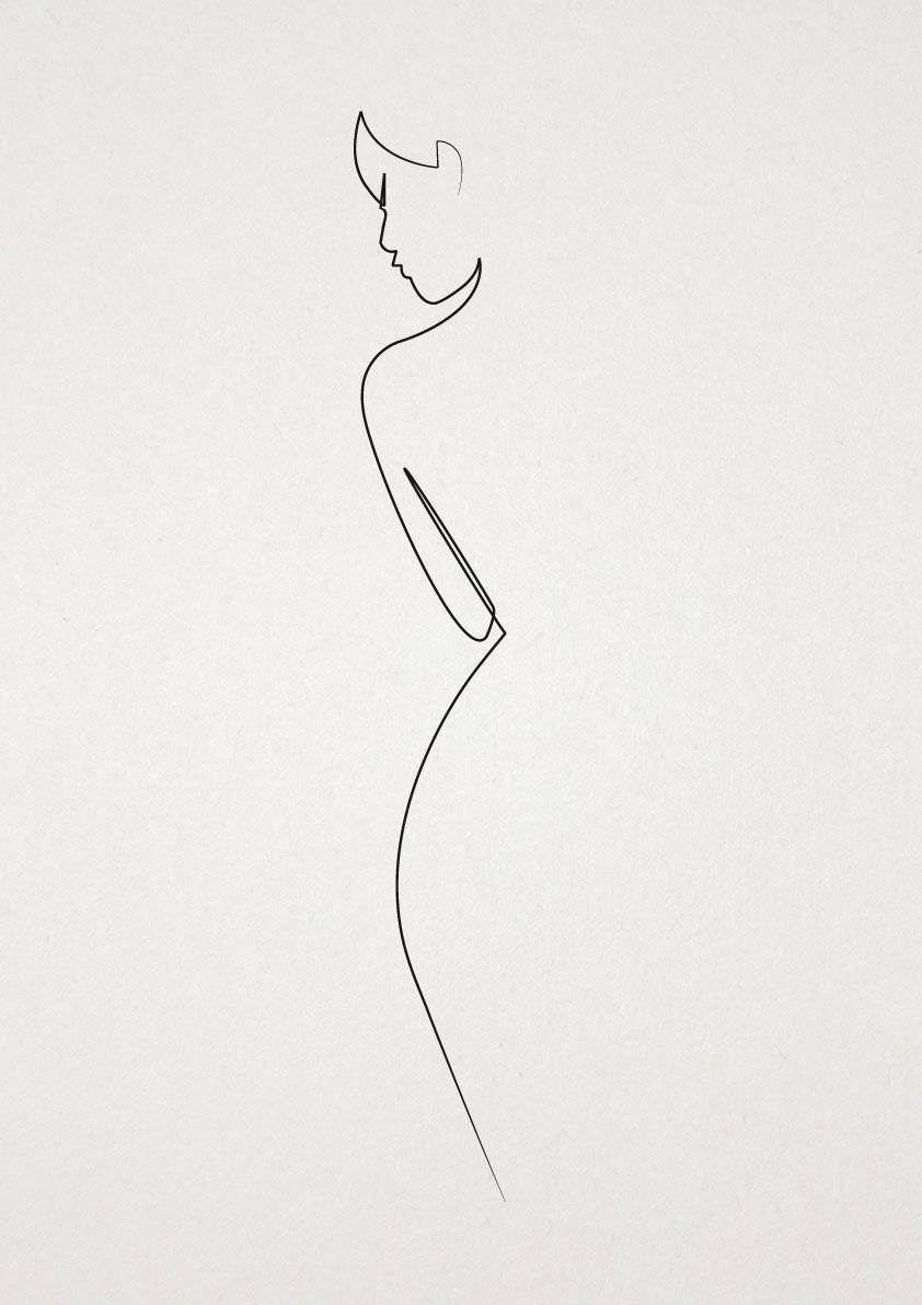 Desenhode Uma Silhueta Feminina Em Uma Linha. Papel de Parede