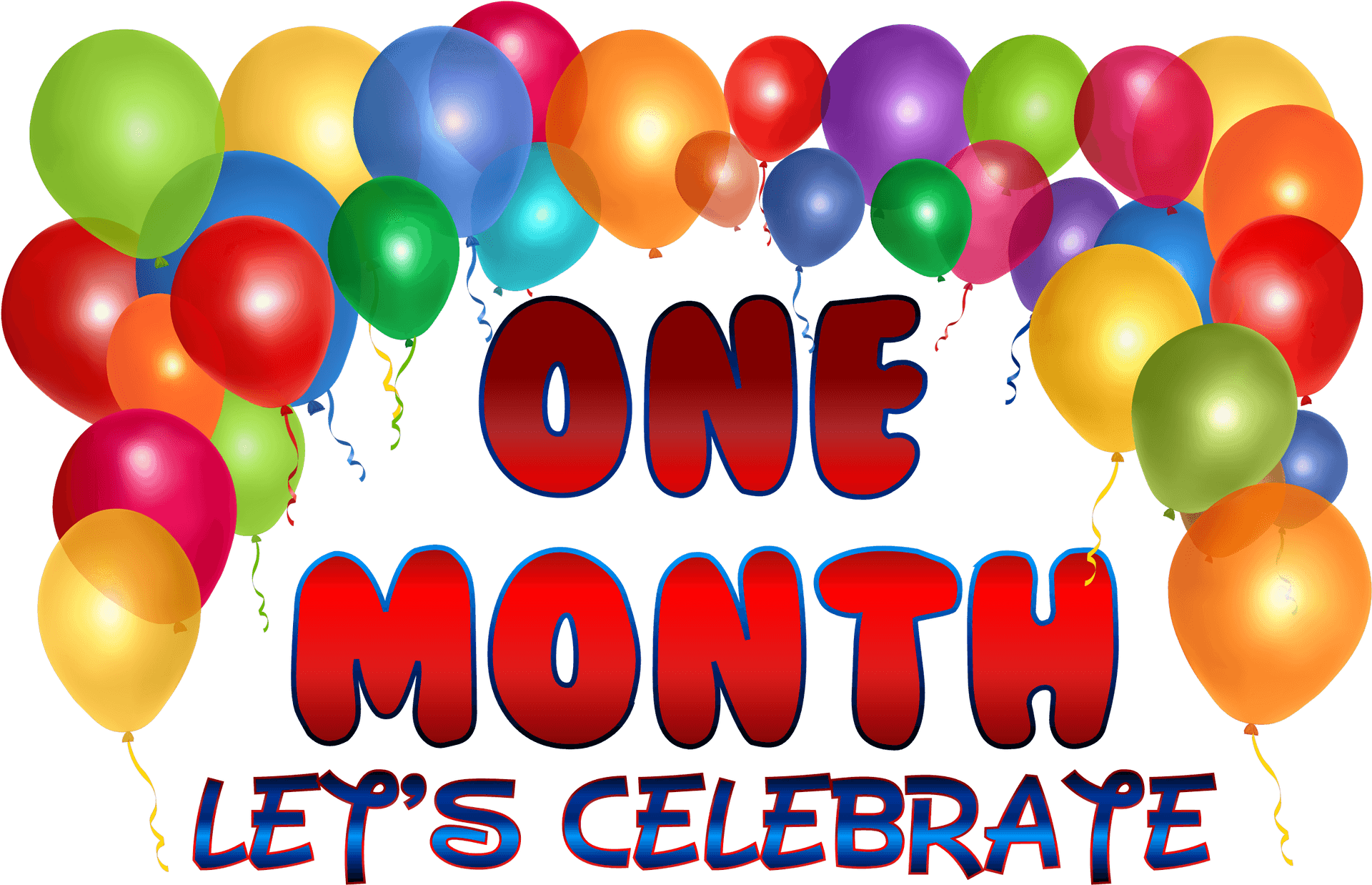 One Month Celebration Balloons PNG