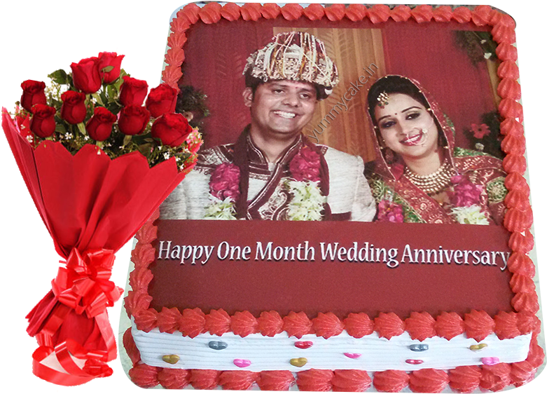 One Month Wedding Anniversary Cake PNG