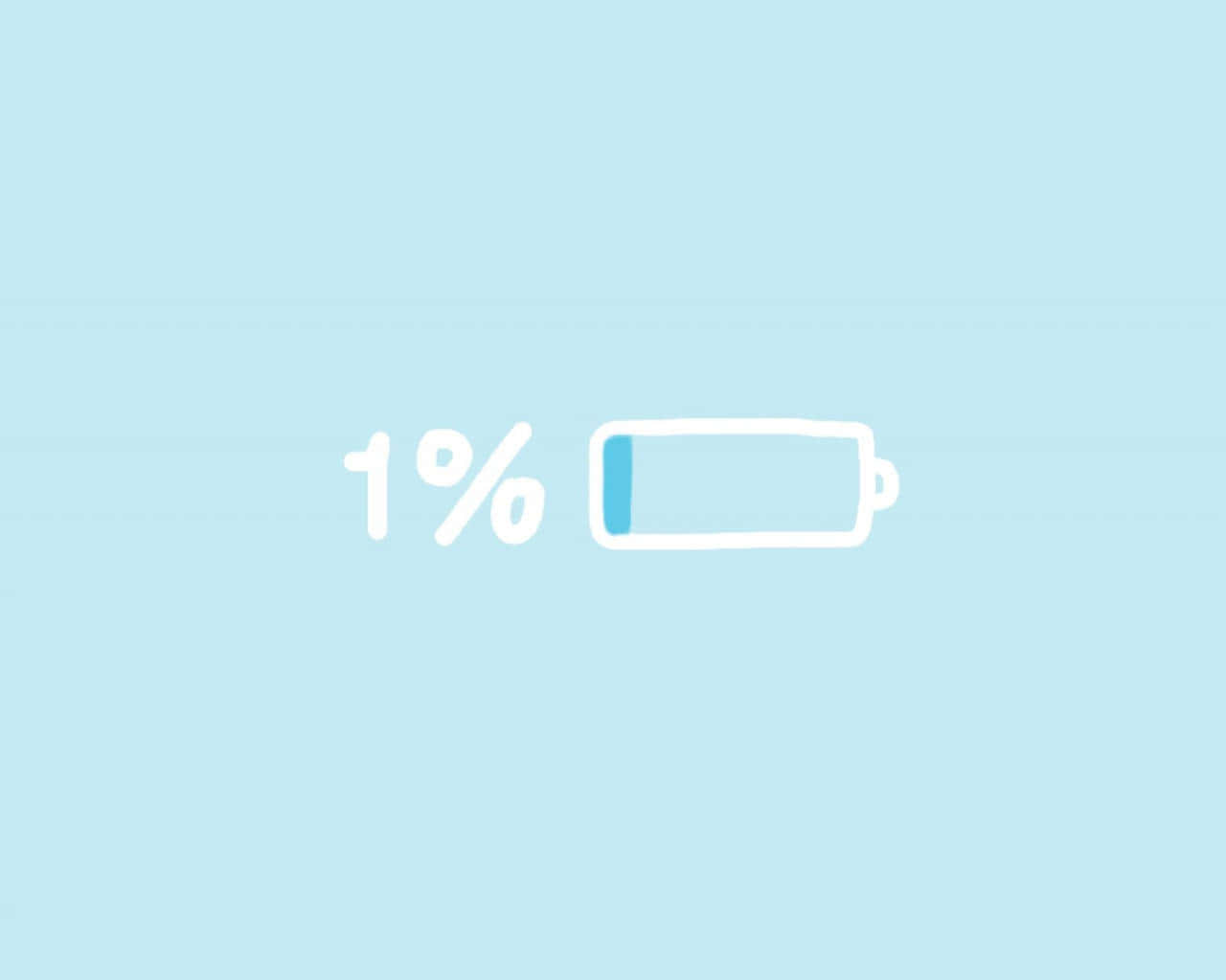 One Percent Battery Life Blue Aesthetic Wallpaper