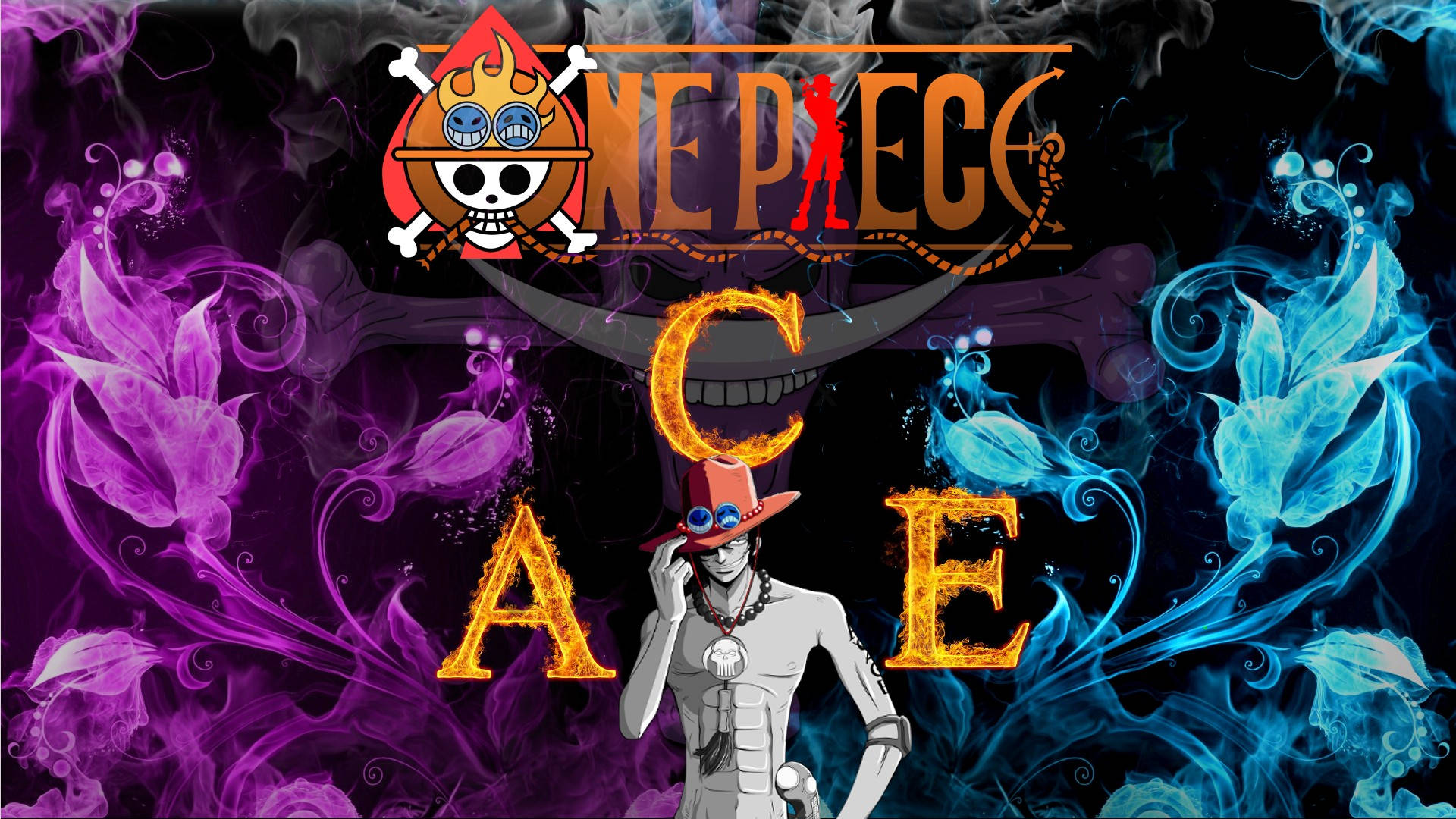 Nome In Fiamme Di One Piece Ace Sfondo