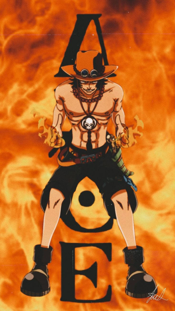One Piece Ace Name Art Wallpaper