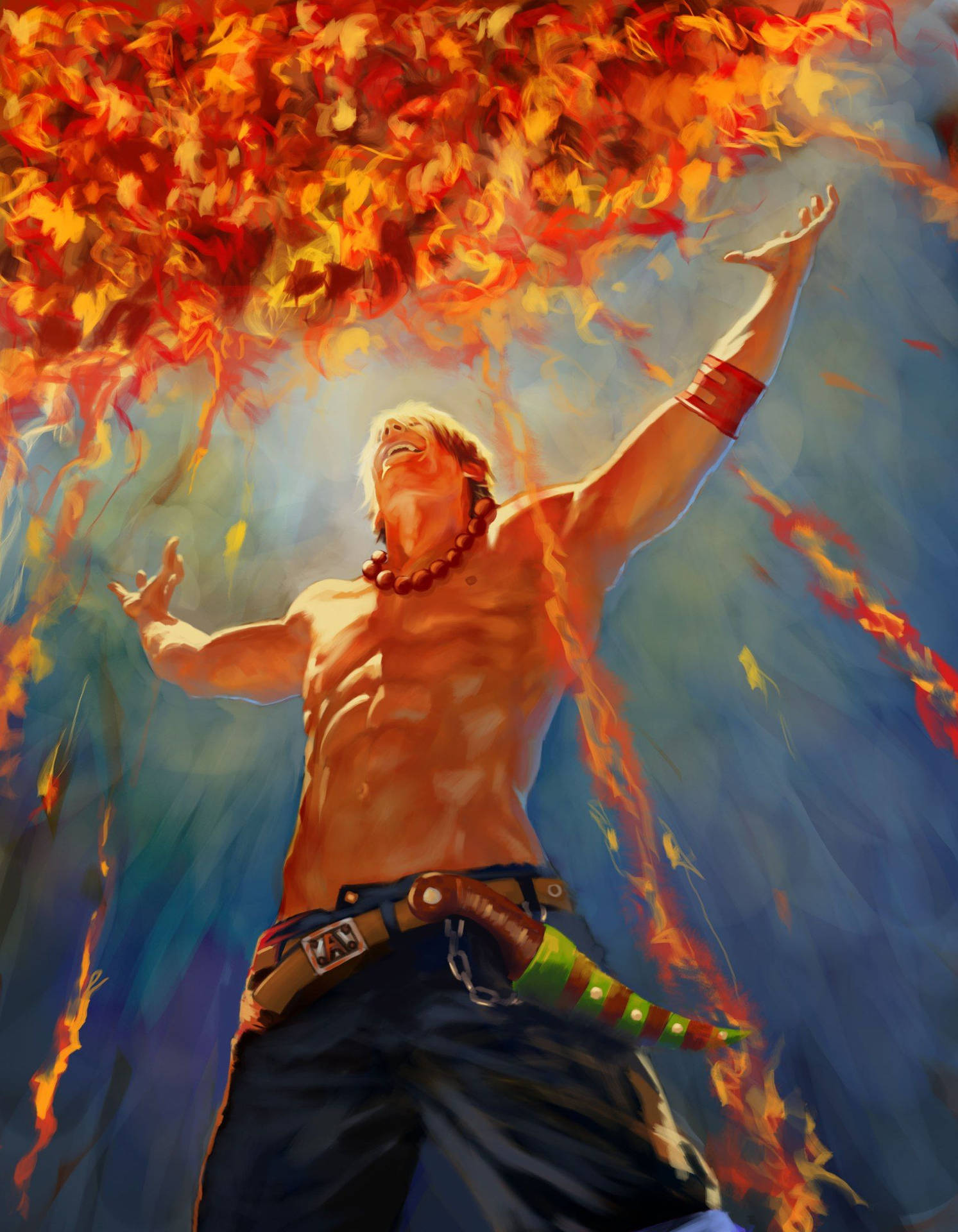 One Piece Ace Raining Fire
