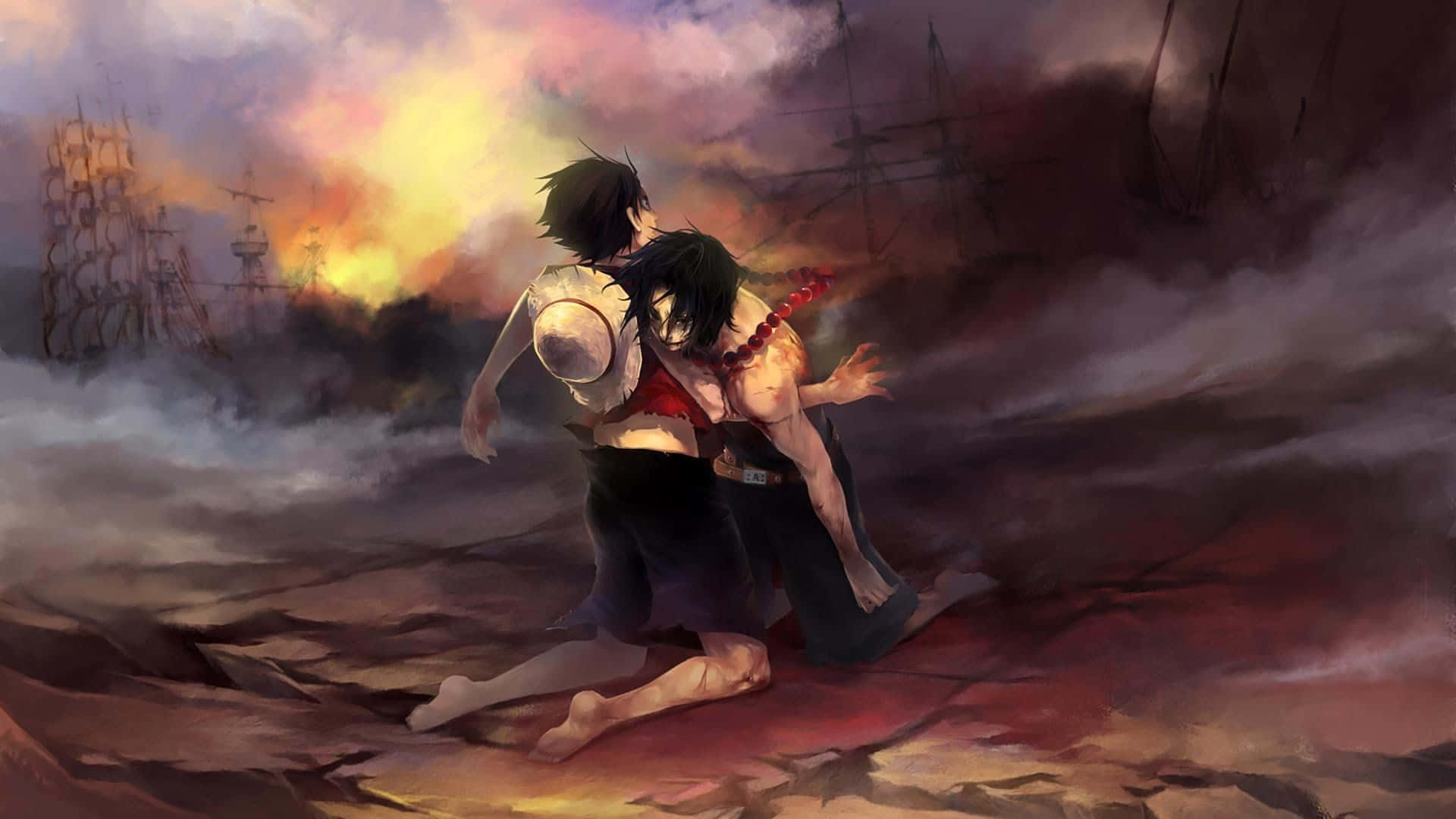 One Piece - The Heartbreaking Moment of Ace's Death Wallpaper