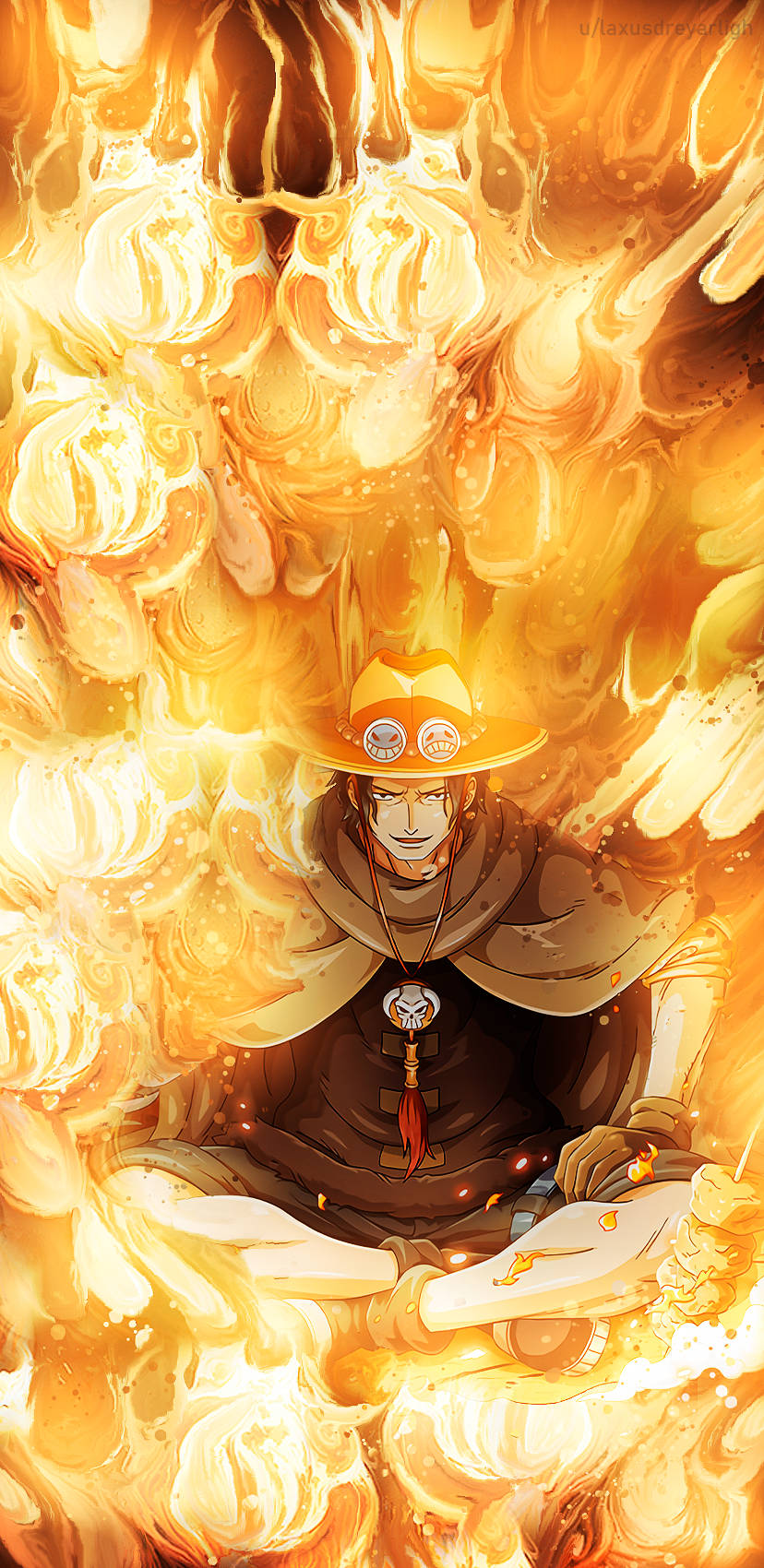 One Piece Ace Surrounded By Fire