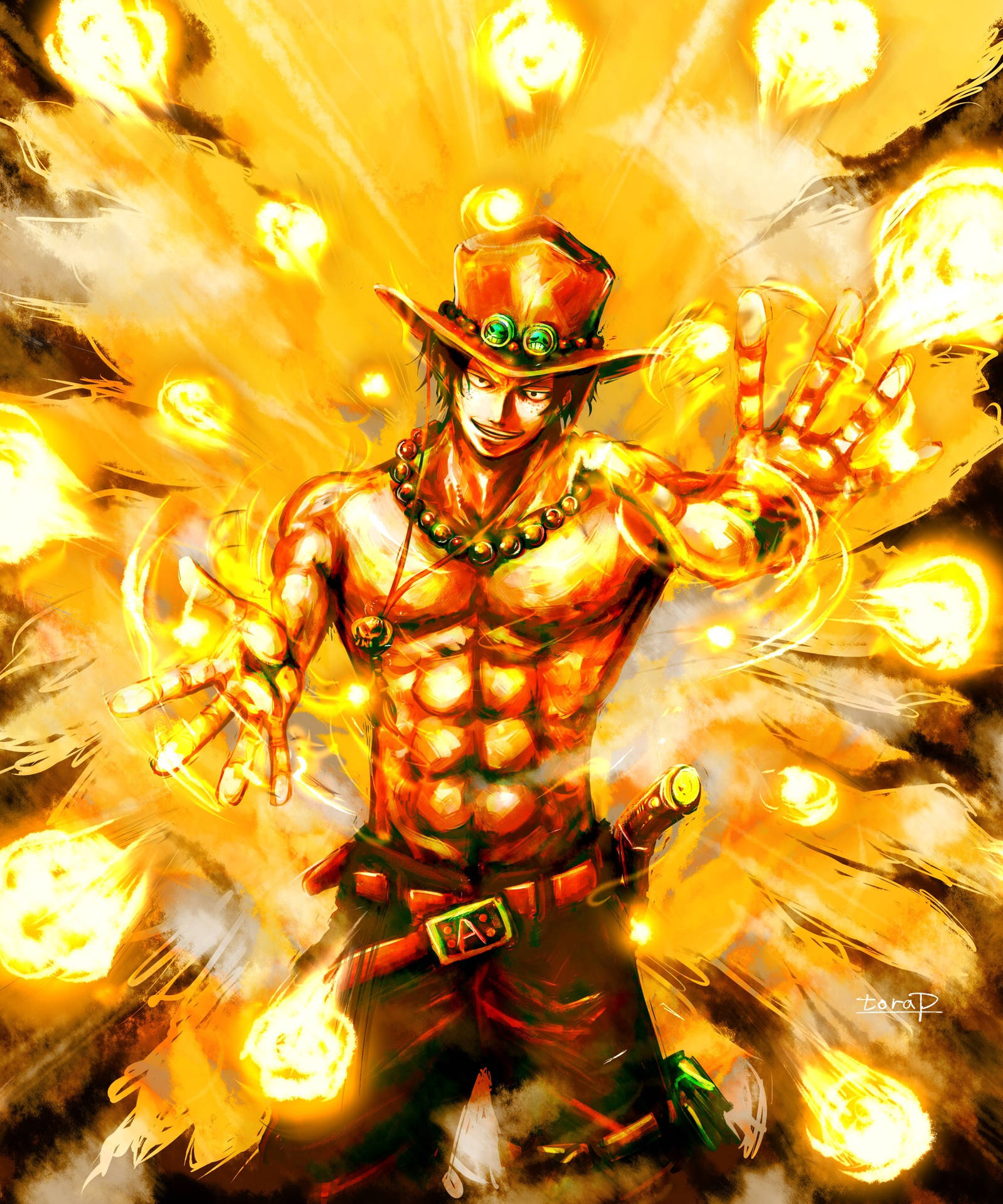 One Piece Ace With Fire Balls