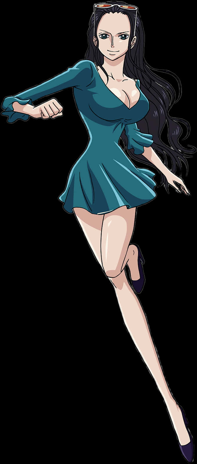 One_ Piece_ Animated_ Character_in_ Blue_ Dress PNG