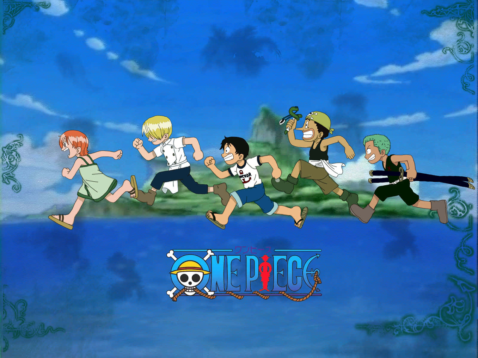 One_ Piece_ Animated_ Characters_ Running Wallpaper