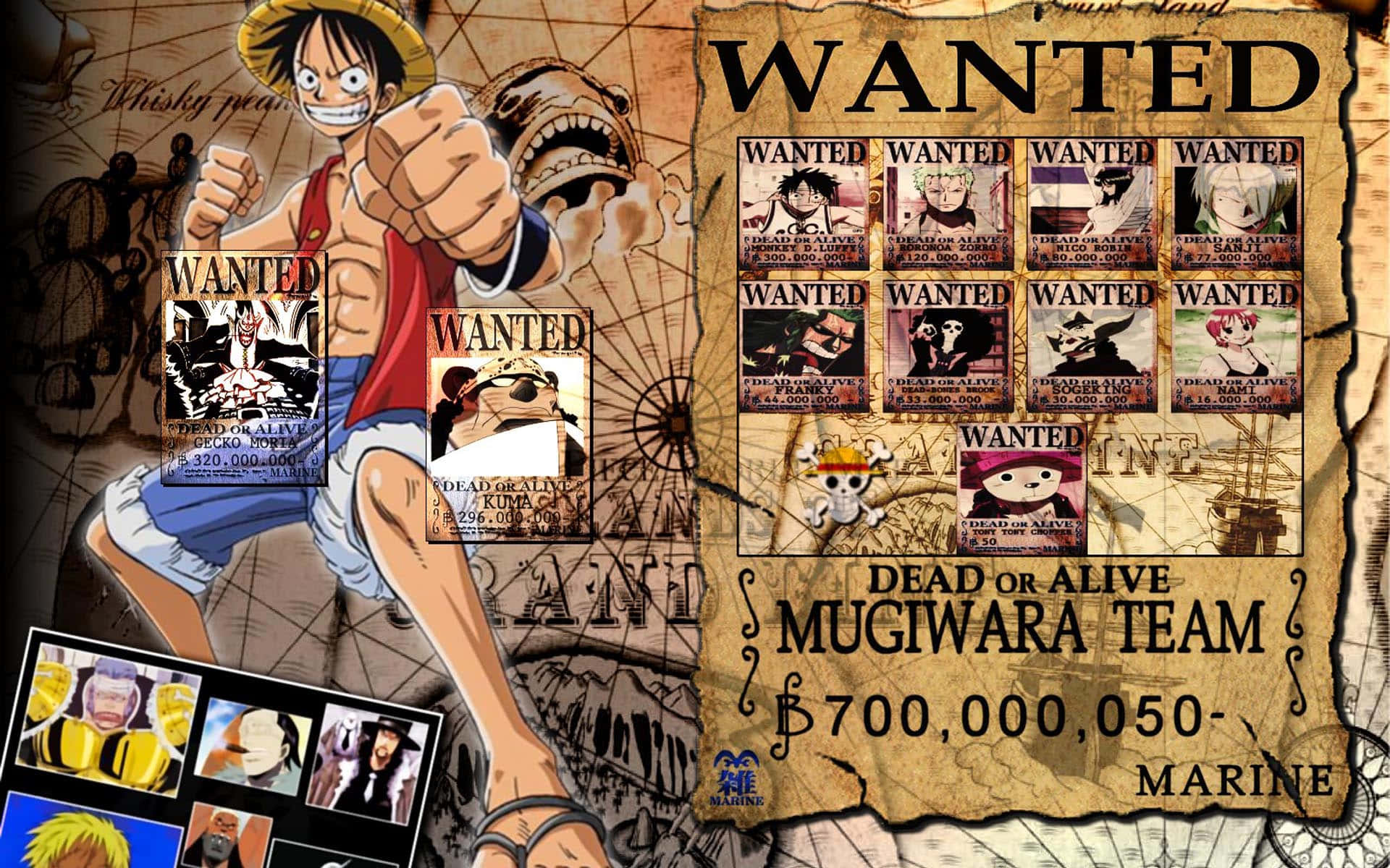 One Piece Anime Wanted Posters Wallpaper