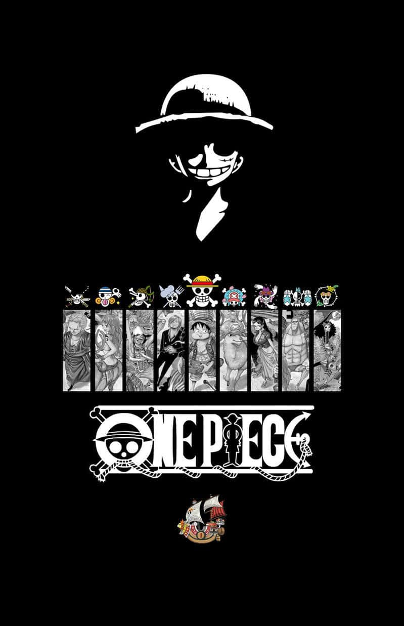 One Piece Black And White With Luffy's Crew Wallpaper