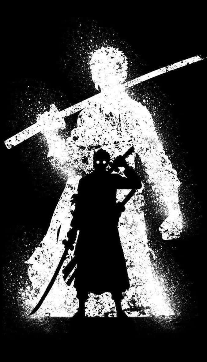 One Piece Black And White With Zoro's Silhouette Wallpaper
