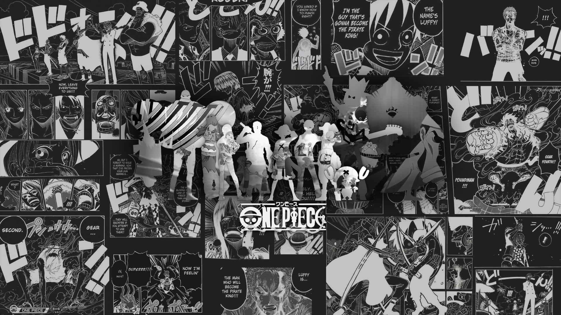 One Piece Black and White, a vibrant and exciting manga style adventure Wallpaper