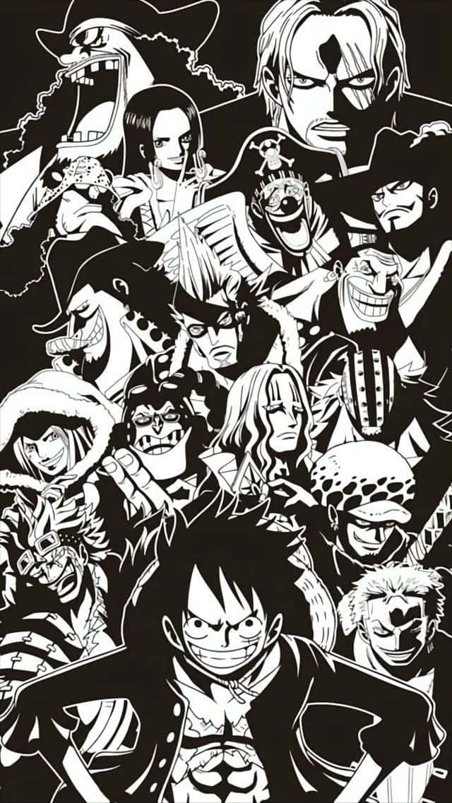 One Piece Anime with Mangas As Black and White Background