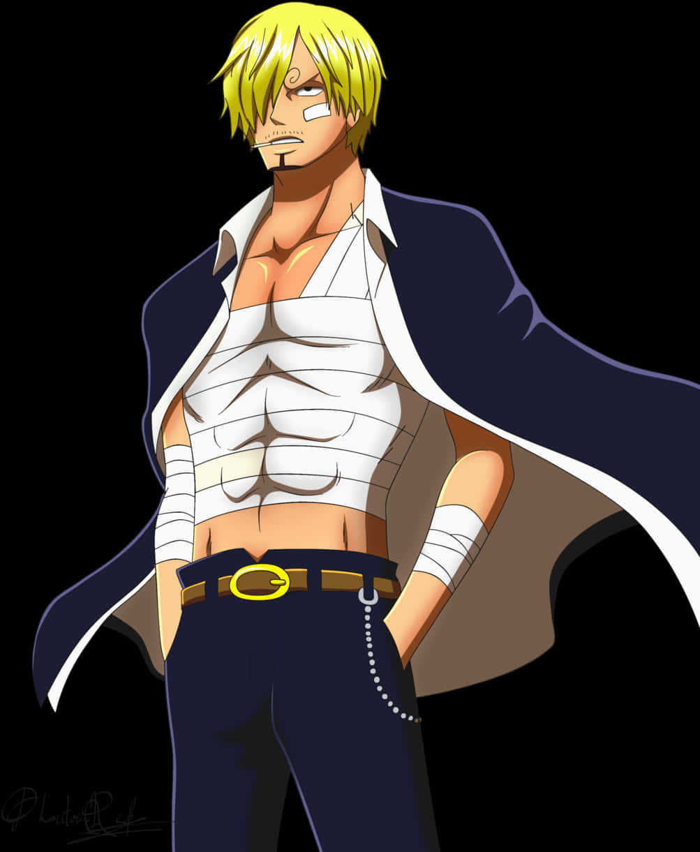 One Piece Blonde Character Art PNG