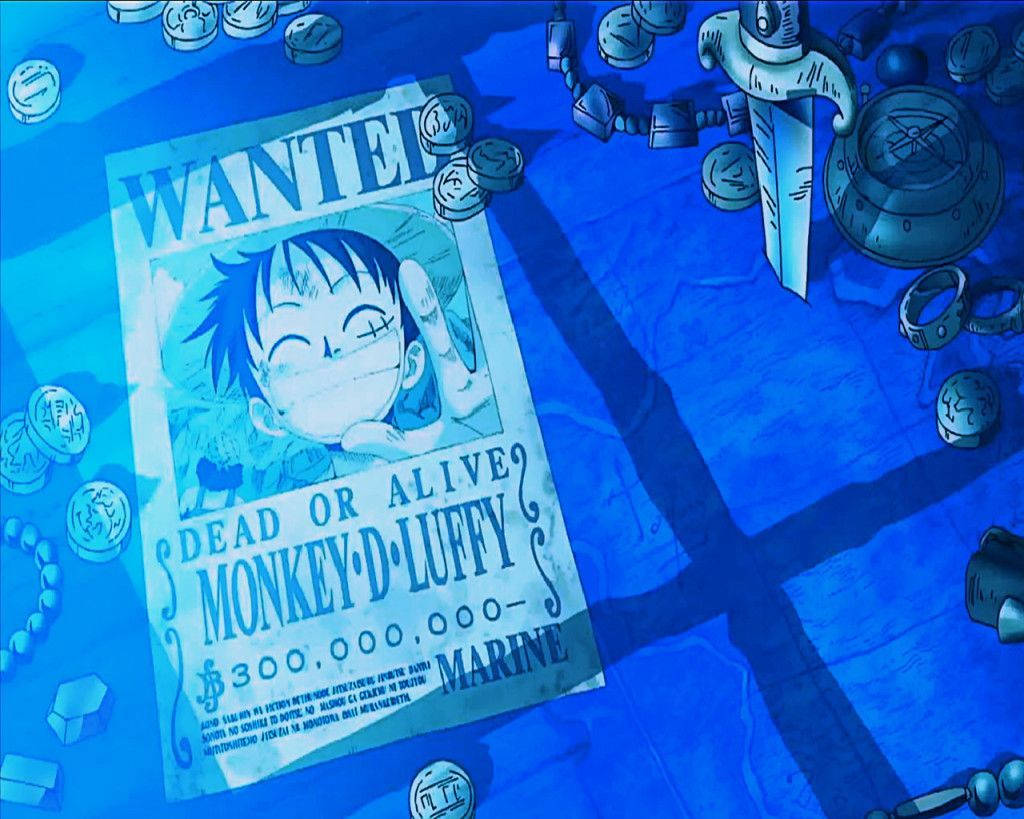 One Piece Blue Luffy Wanted Poster