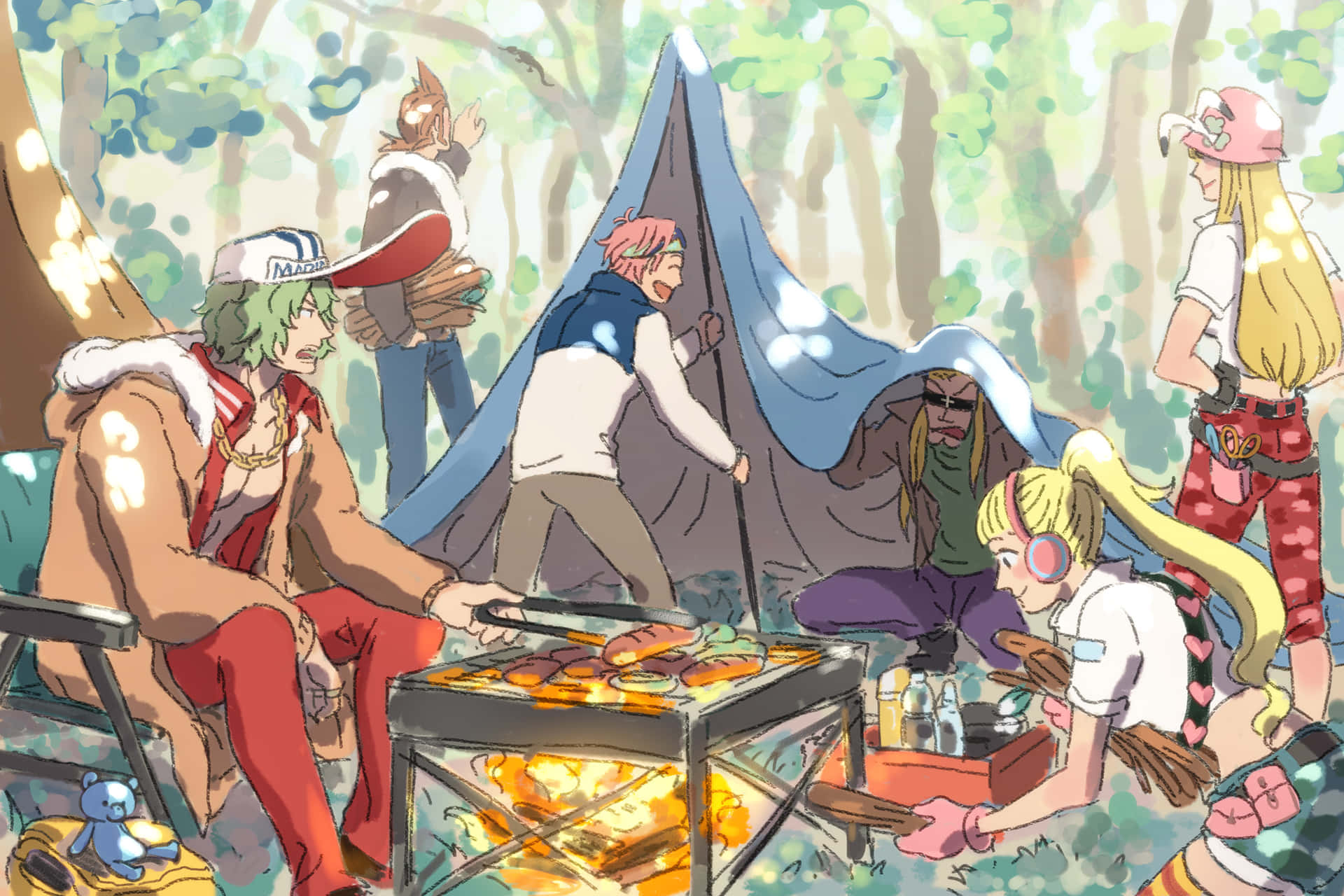 One Piece Camping Adventure Wallpaper