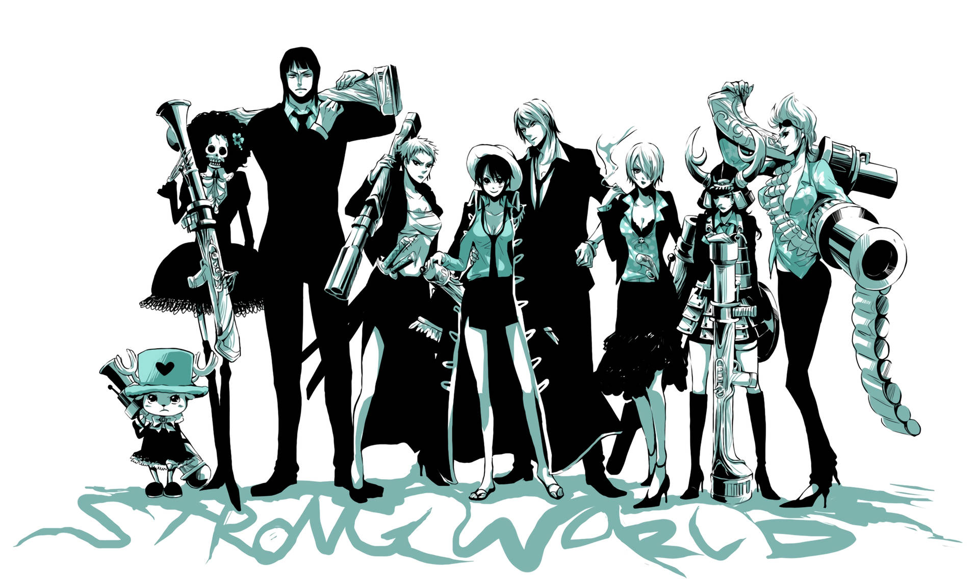 One Piece Characters Black Suit Wallpaper