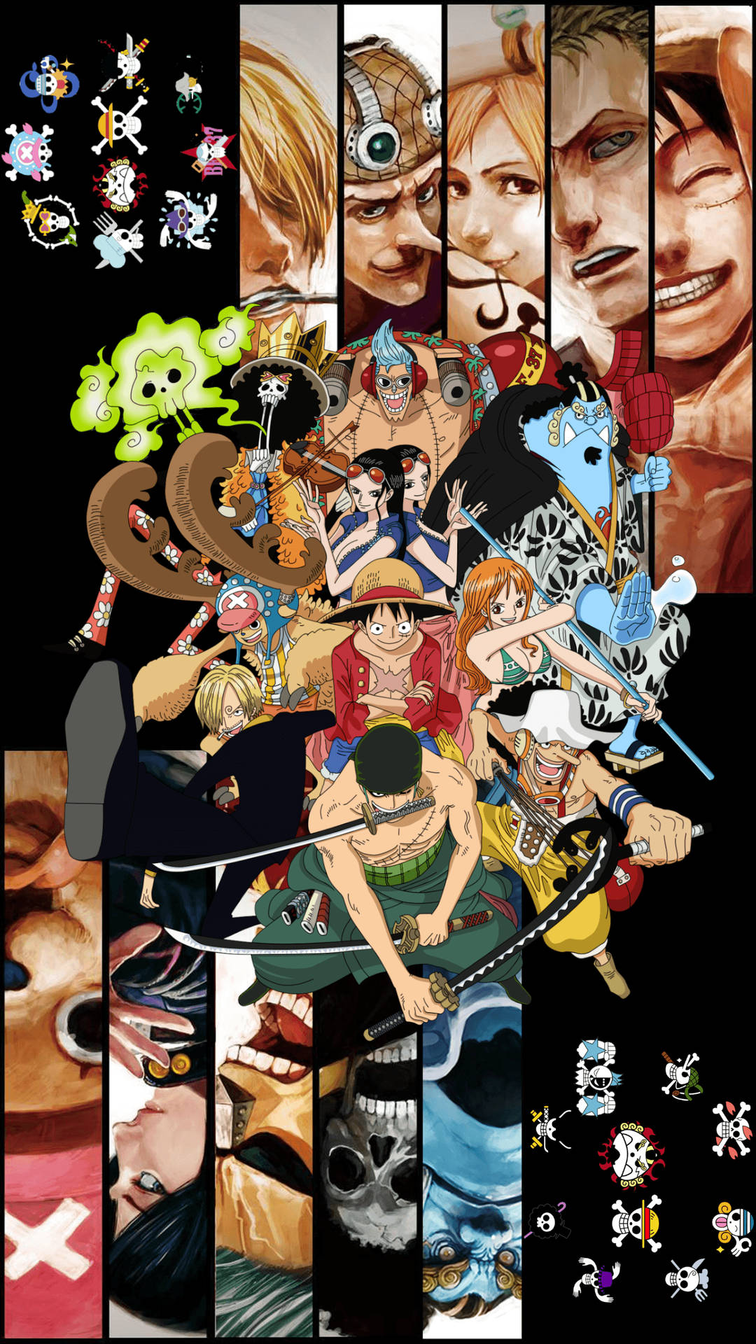 One Piece Characters Collage mobile wallpaper.