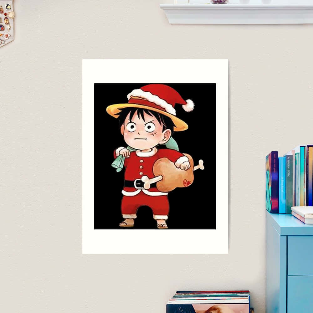 One Piece Christmas Luffy Santa Costume Wallpaper