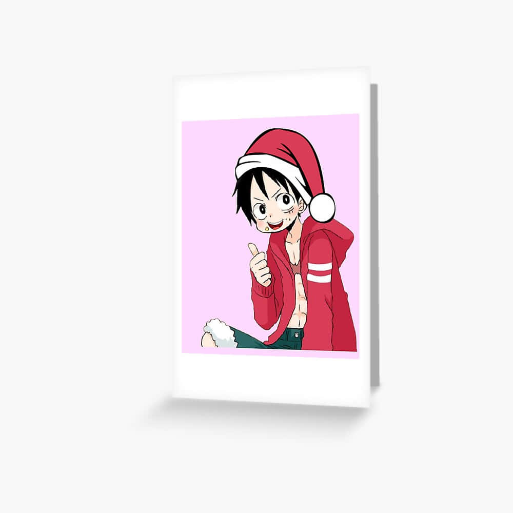 Download One Piece Christmas Luffy Thumbs Up Wallpaper | Wallpapers.com