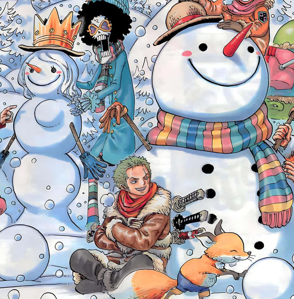 Download One Piece Christmas Snowman Fun Wallpaper | Wallpapers.com