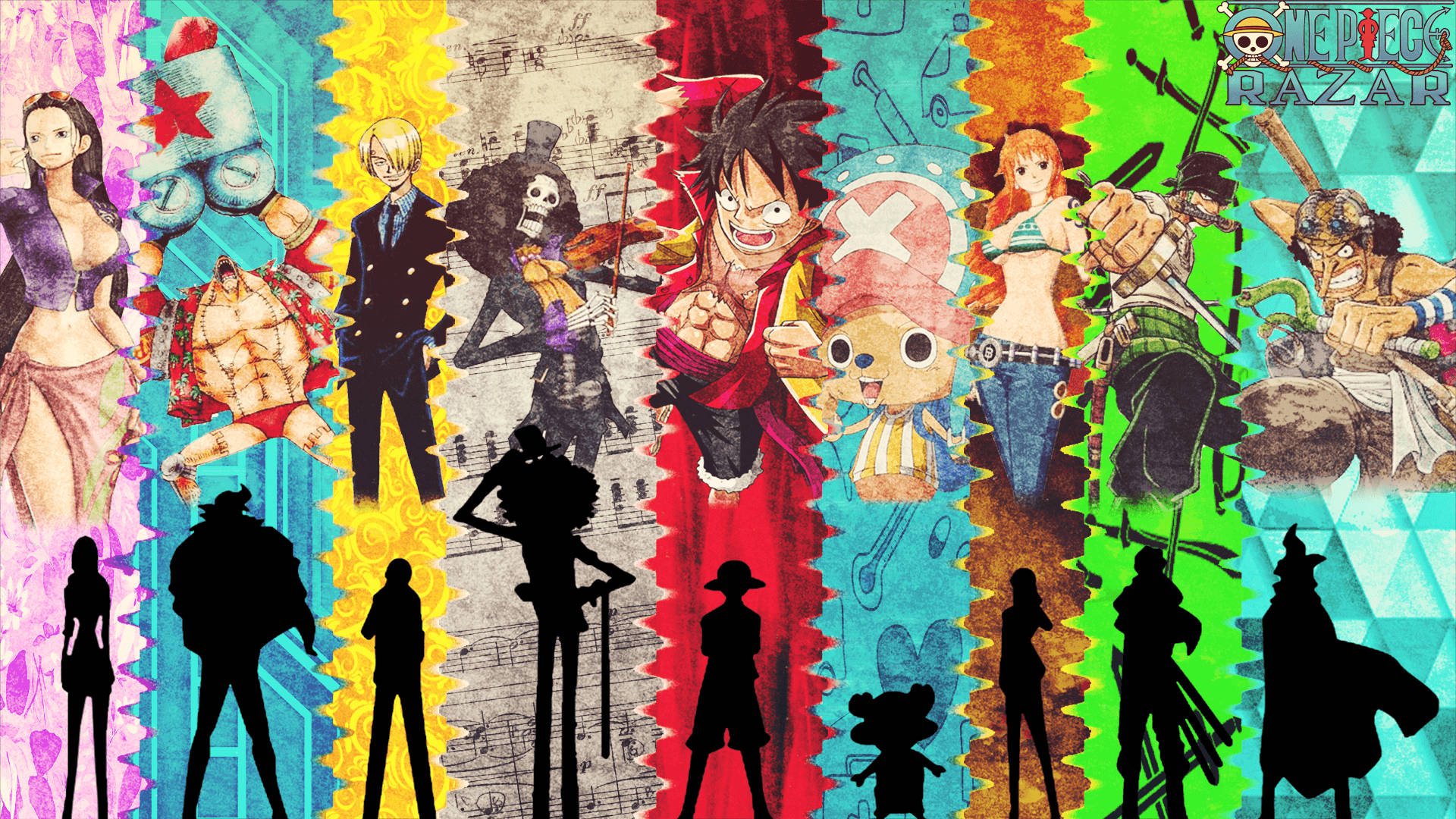 Colorful artwork of the beloved pirate, Monkey D. Luffy, from One Piece. Wallpaper