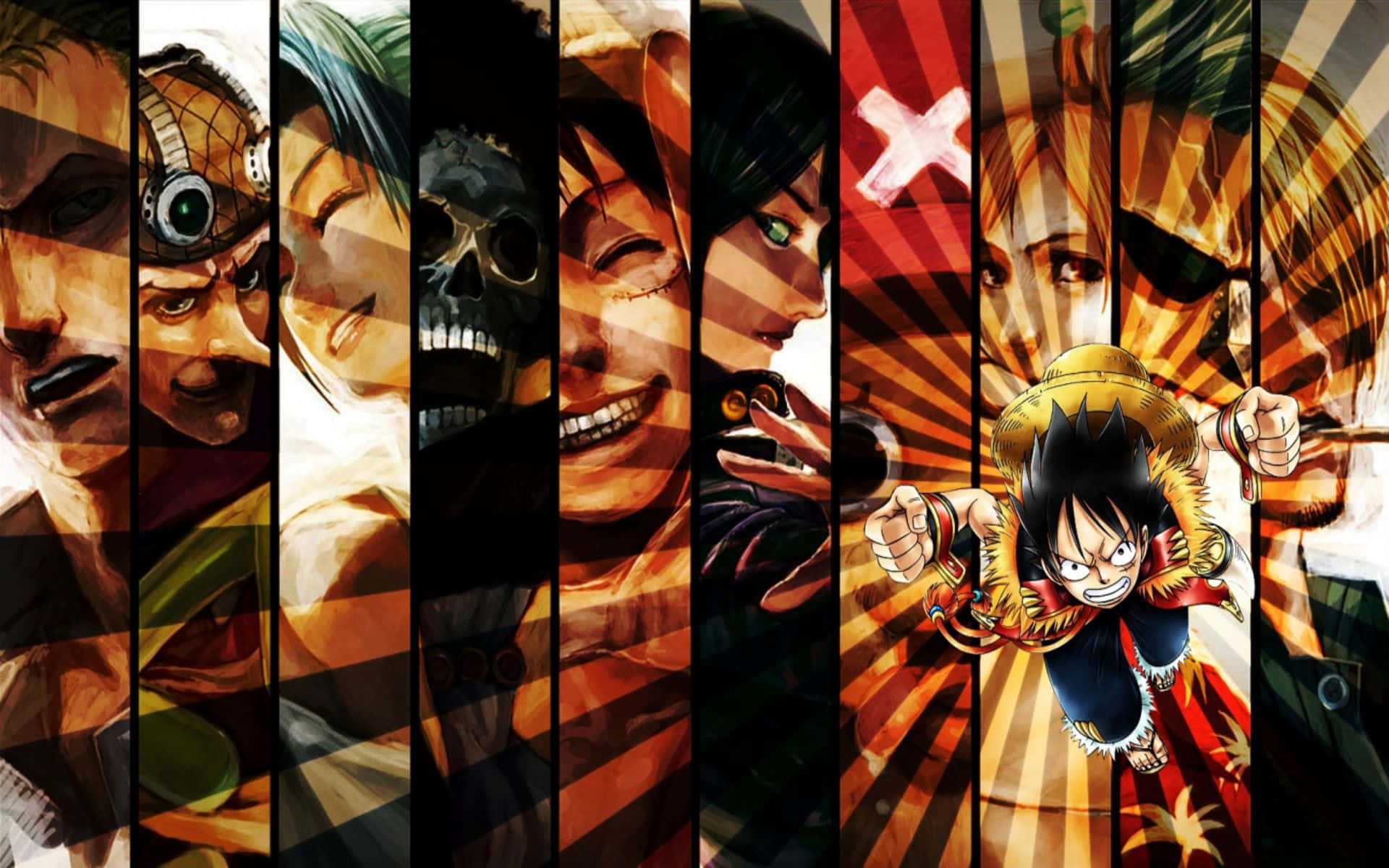 "Cool and Collected: Monkey D. Luffy and the Straw Hat Pirates" Wallpaper