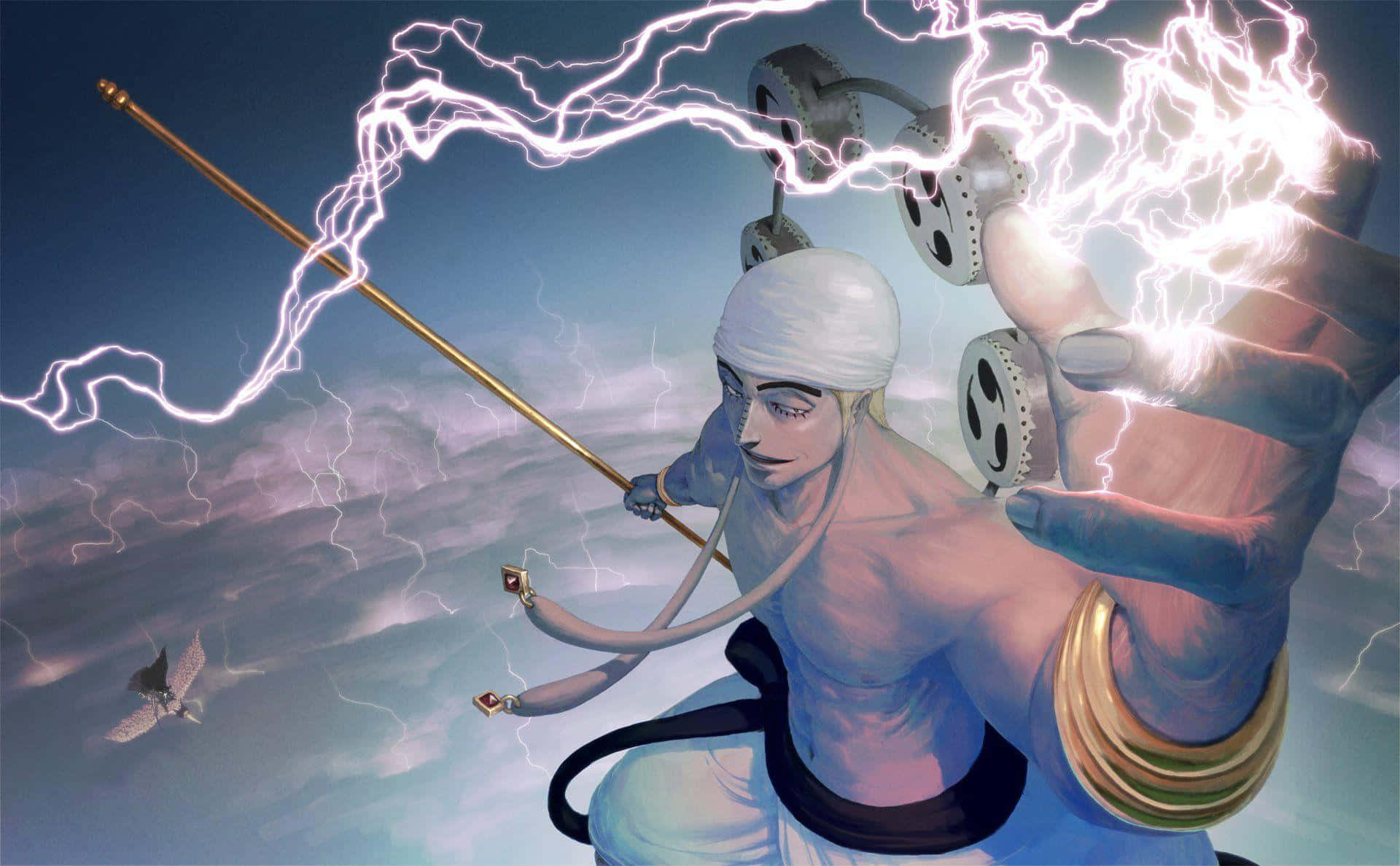 Enel, the god-like ruler of Skypiea, strikes a menacing pose in One Piece Wallpaper